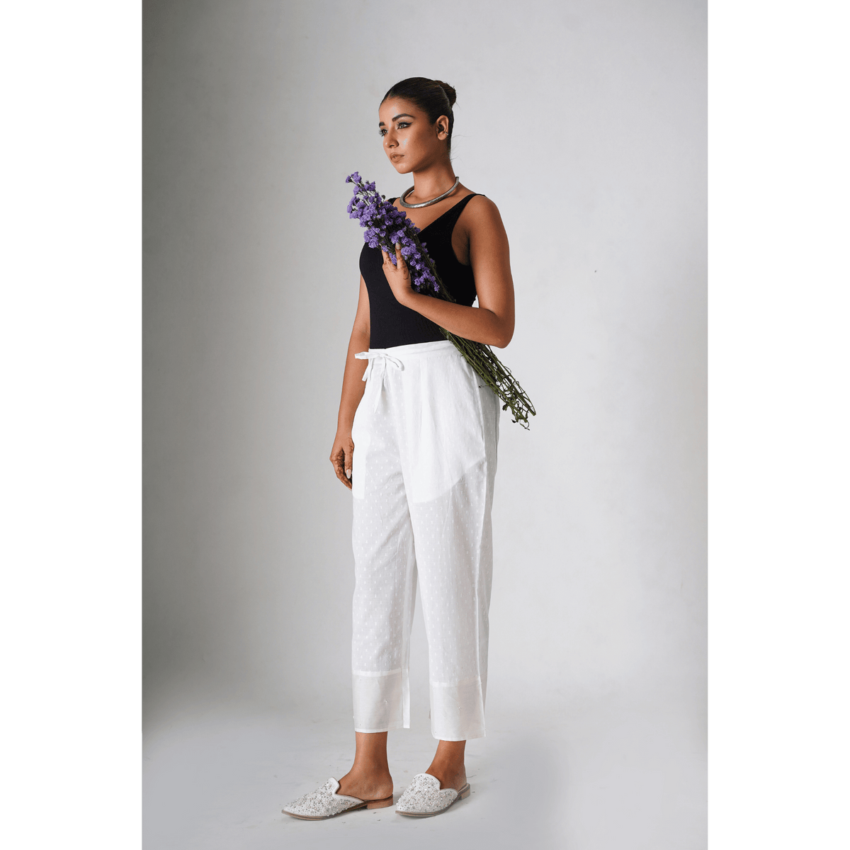 Frida White Doby Cotton Pants – The Good Artisan