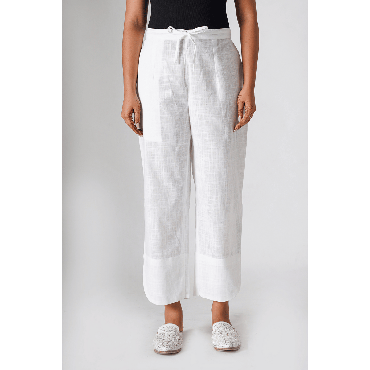 Everyday White Cotton Pant For Women
