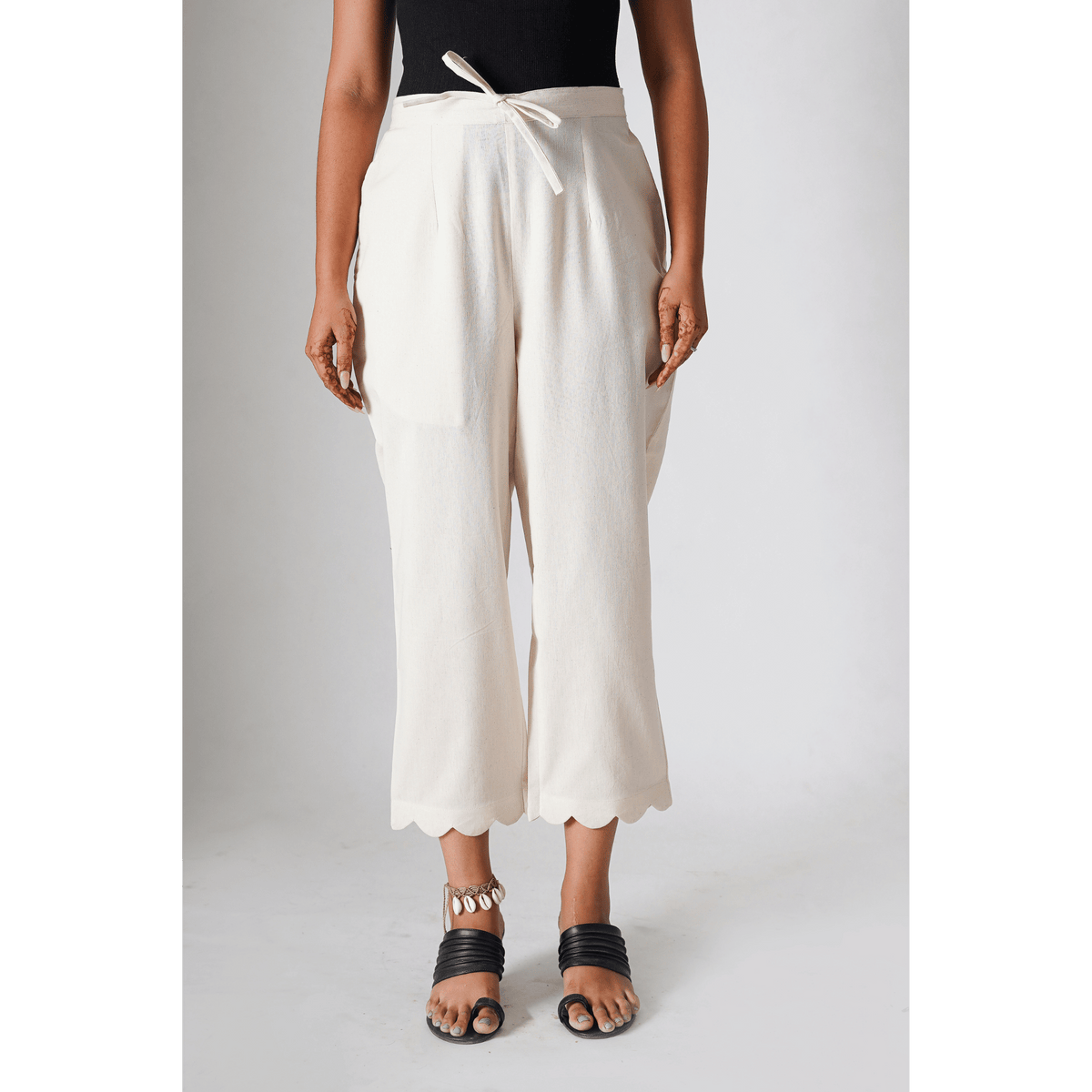 Garment Dyed Linen Blend Pants Beige