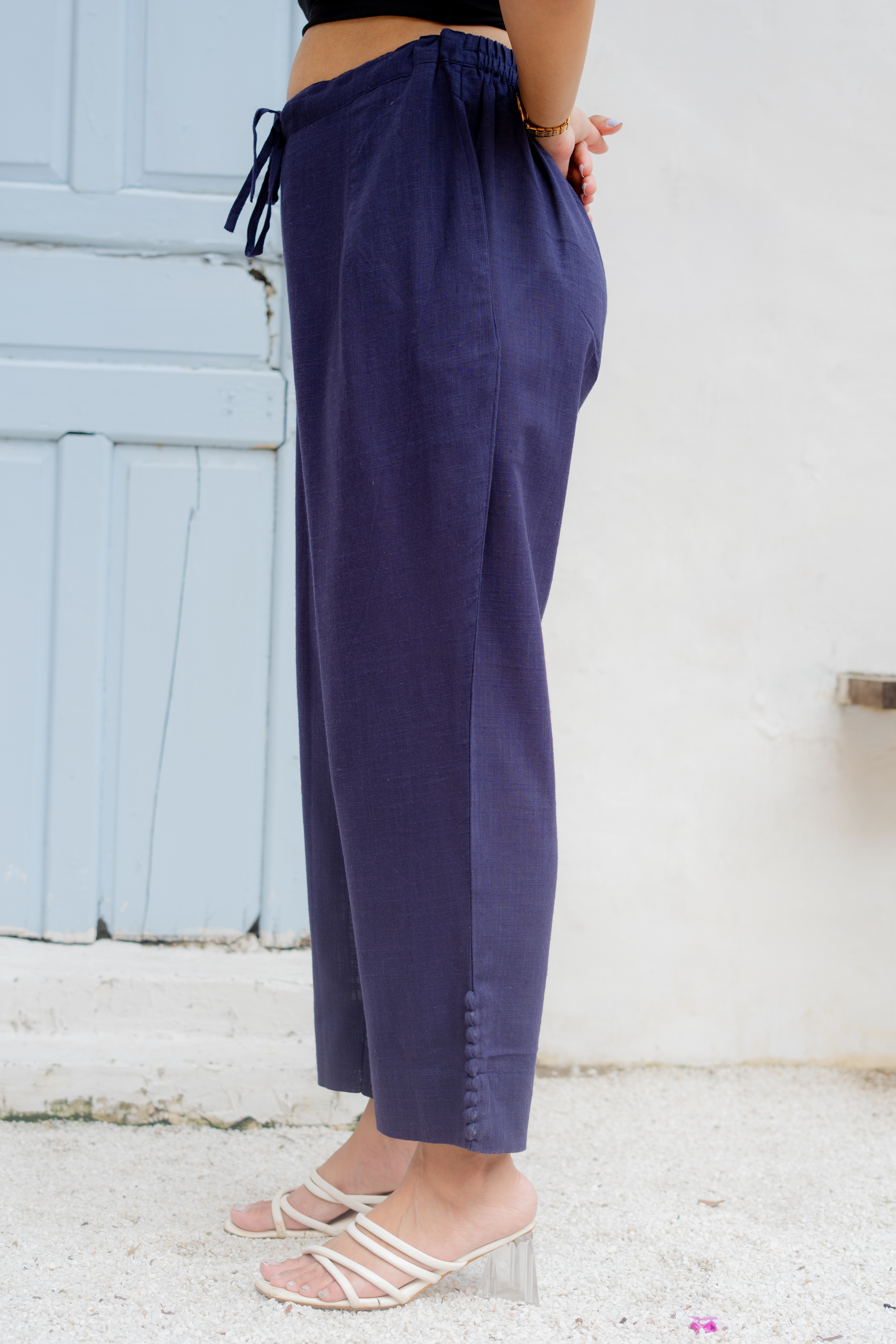 Indigo Cotton Slub Pants Pants
