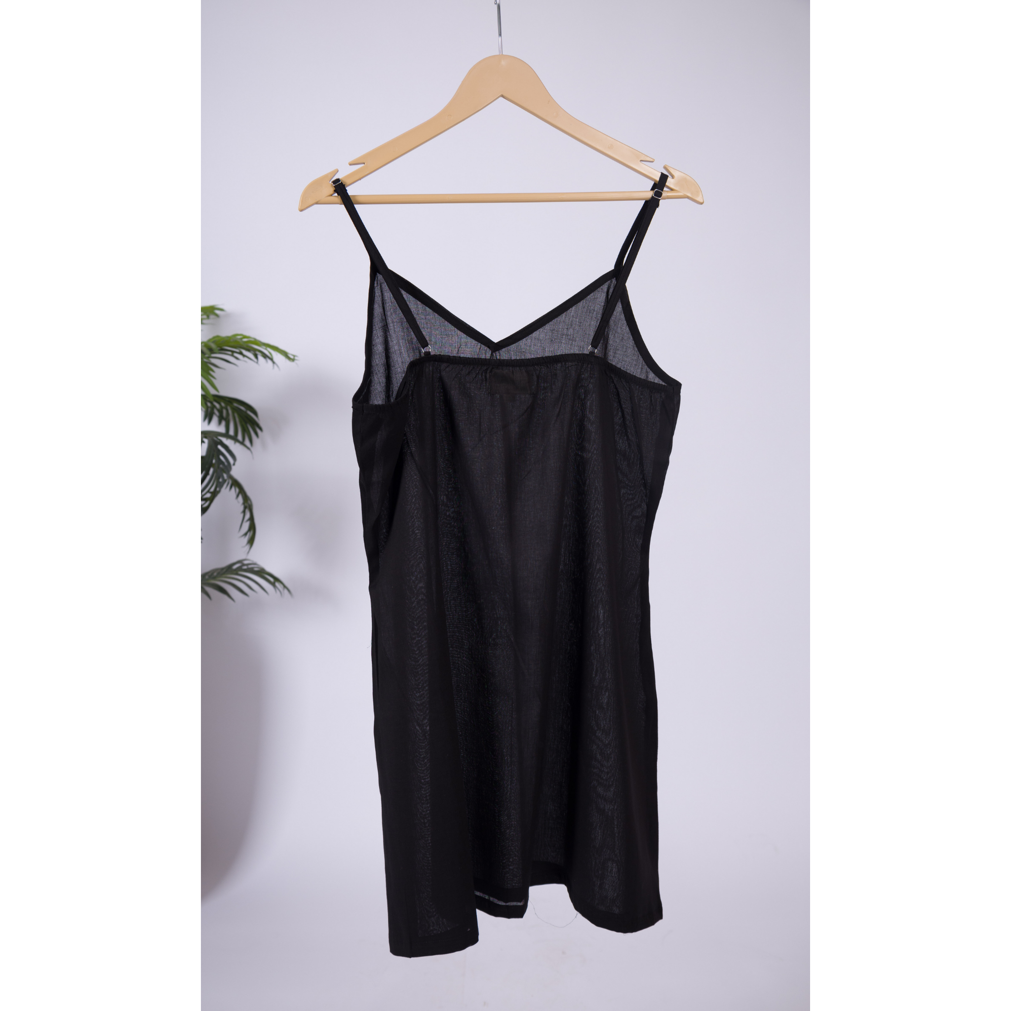 A-Line Black Cotton Slip for Dresses