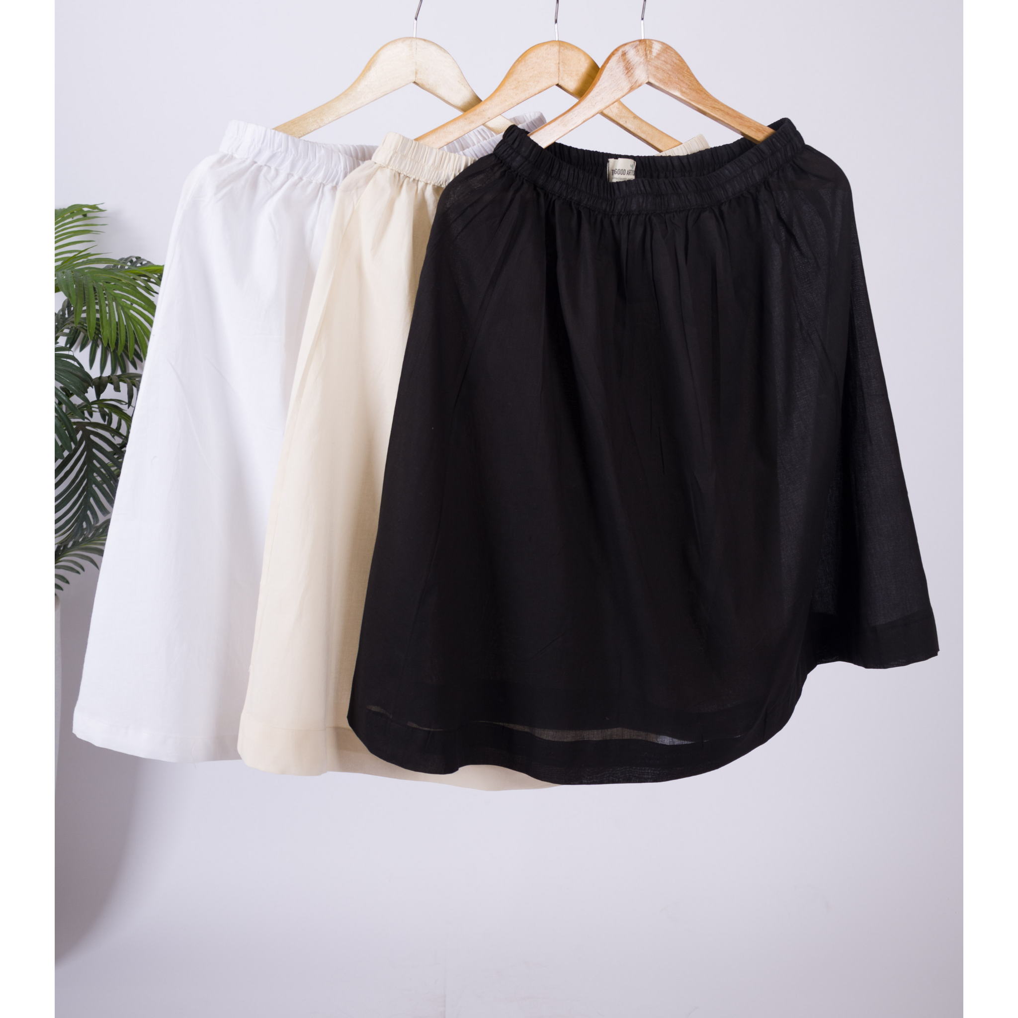 Combo Offer- Skirt Slips 100% Cotton- White, Ivory Skin Tone & Black - Set of 3