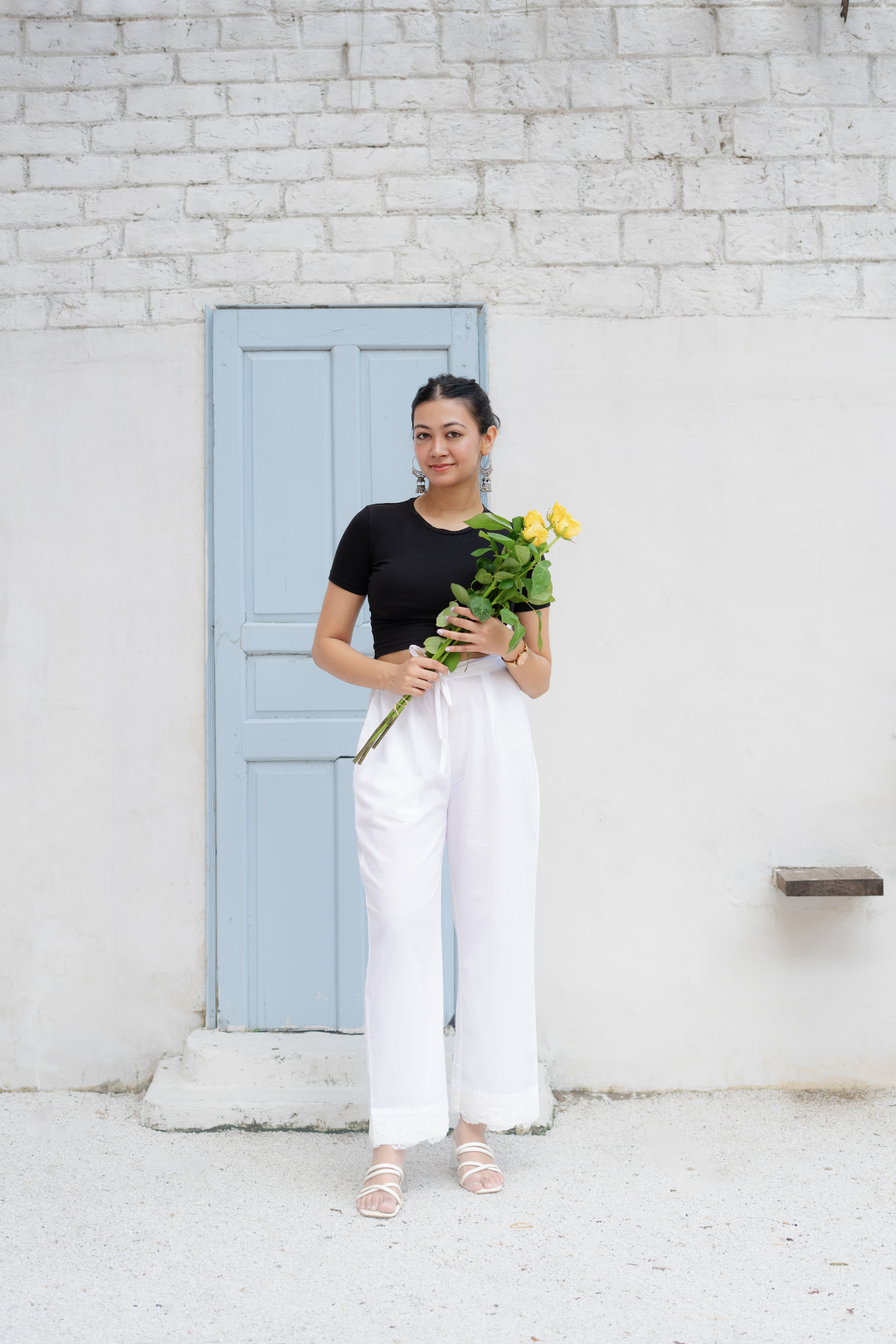 Gulab - White Cotton Lace Pants