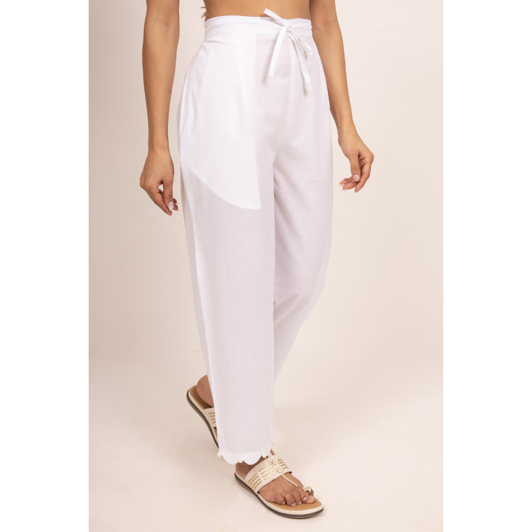 '' Jumana '' White Cotton Pants
