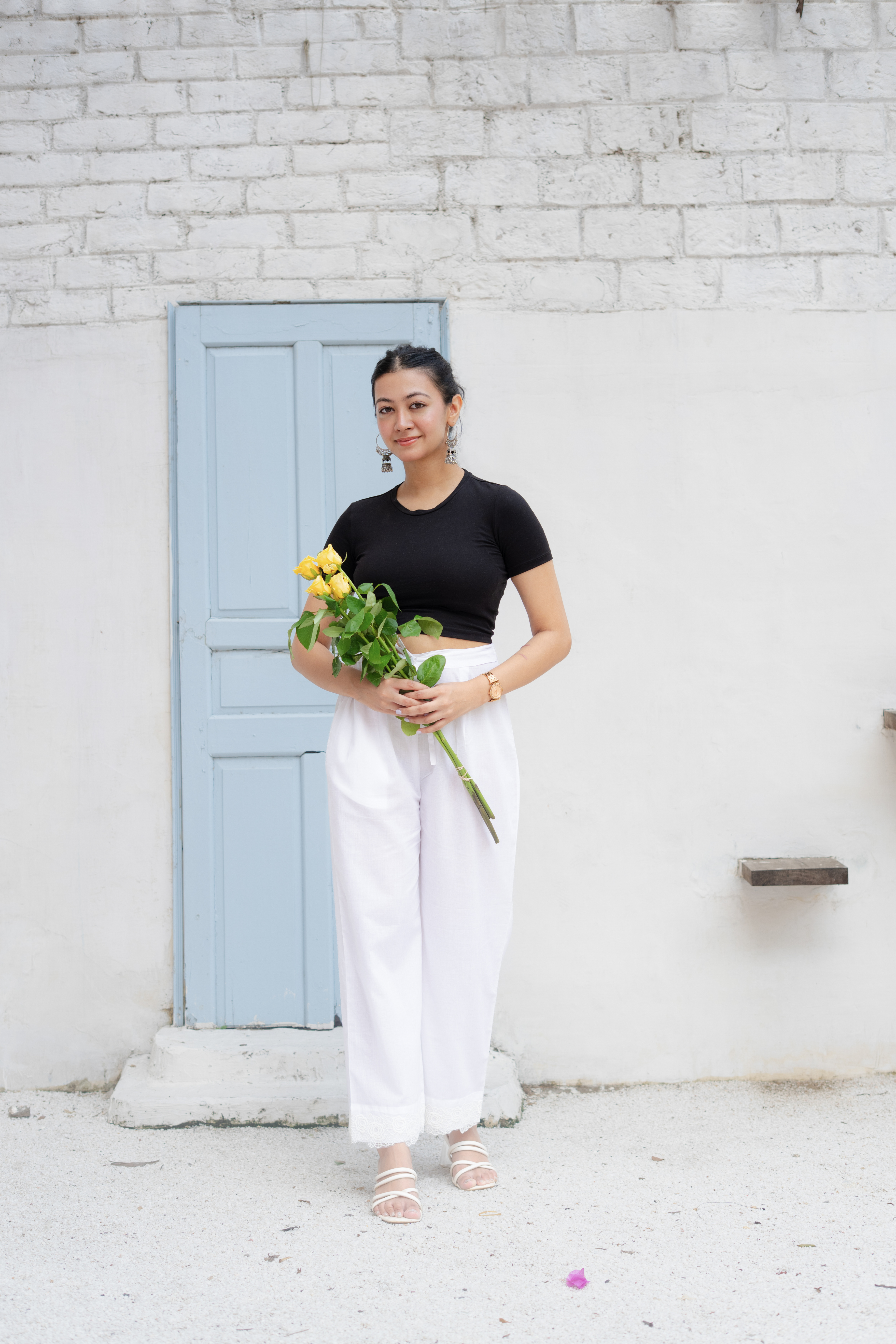 Gulab - White Cotton Lace Pants