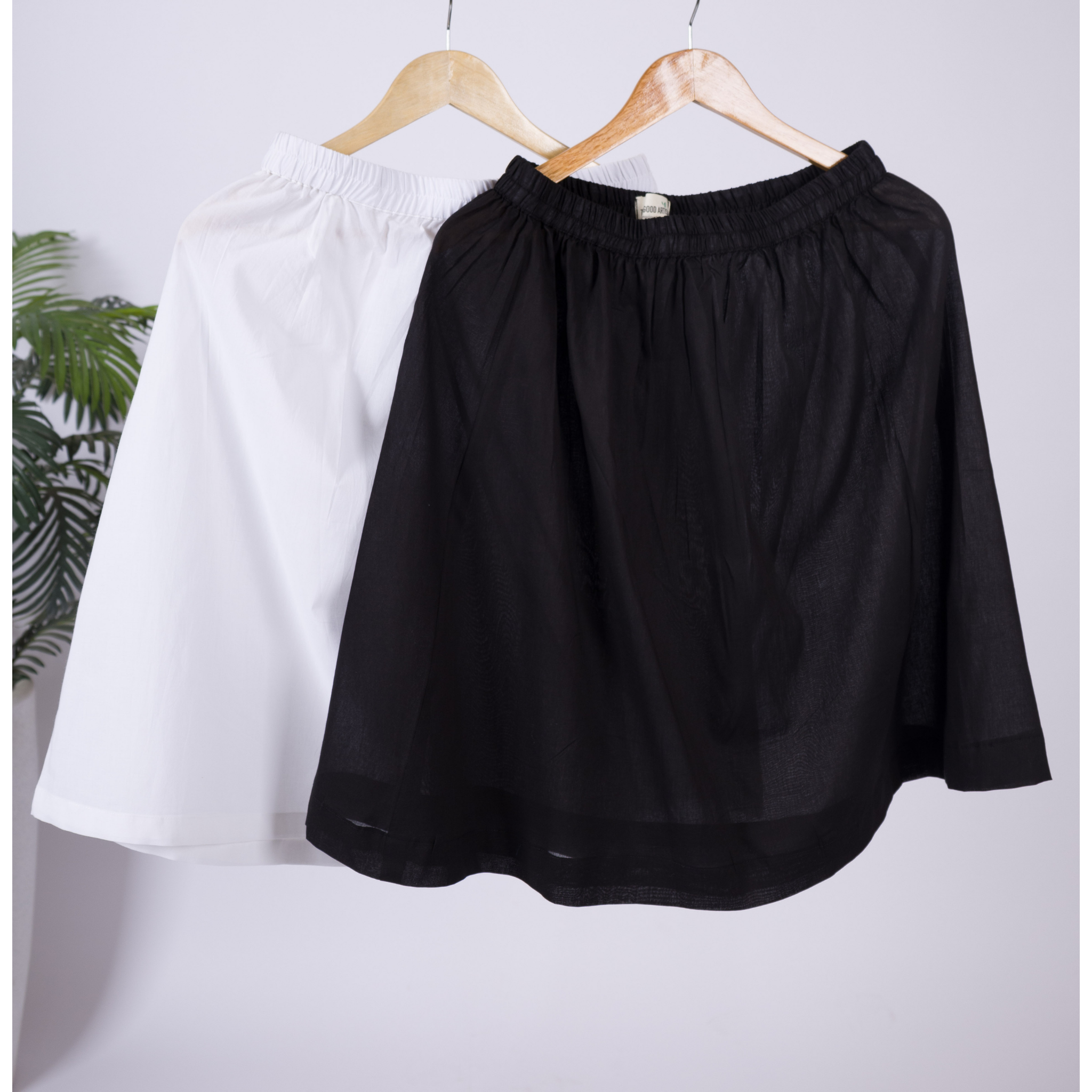 Combo Offer- Skirt Slips 100% Cotton- White & Black - Set of 2