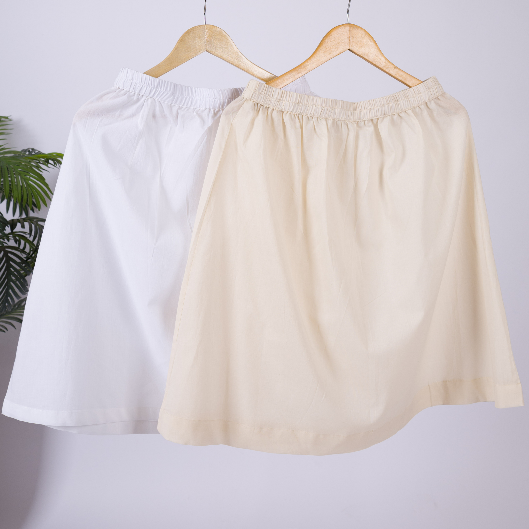 Combo Offer- Skirt Slips - 100% Cotton White & Ivory Skin Tone - Set of 2