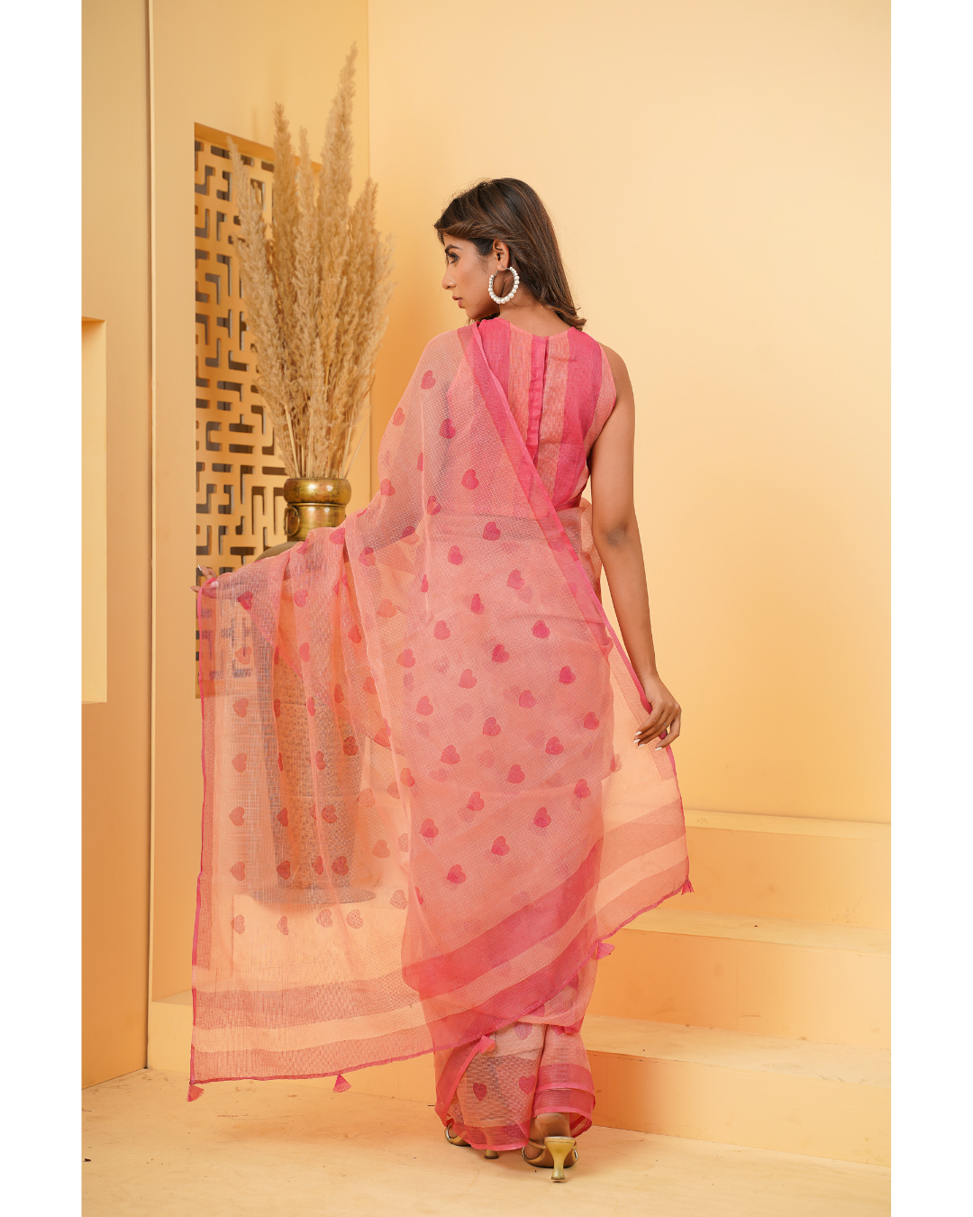 '' Hai Mera Dil '' Handblock printed Peach Saree