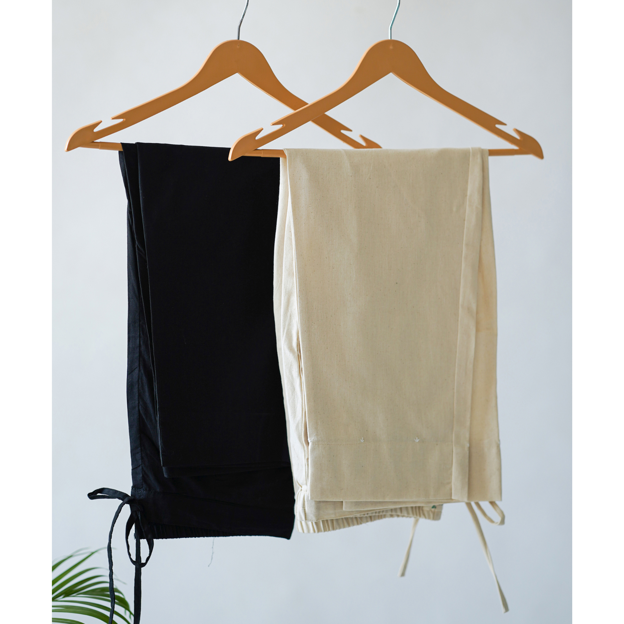 Basic Pants Combo- Black ( Cotton) & Beige ( Cotton-Linen)