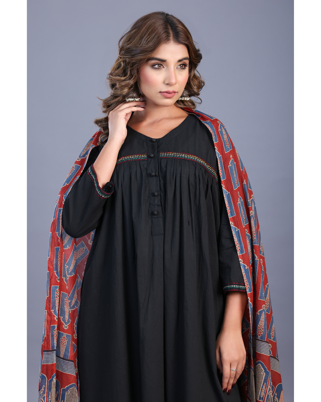 '' Alif-Laila '' Black cotton suit set