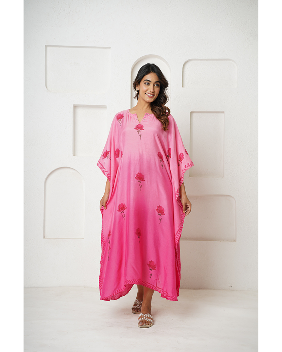 '' Rosa '' Hand block print Kaftan/Kurta/Dress