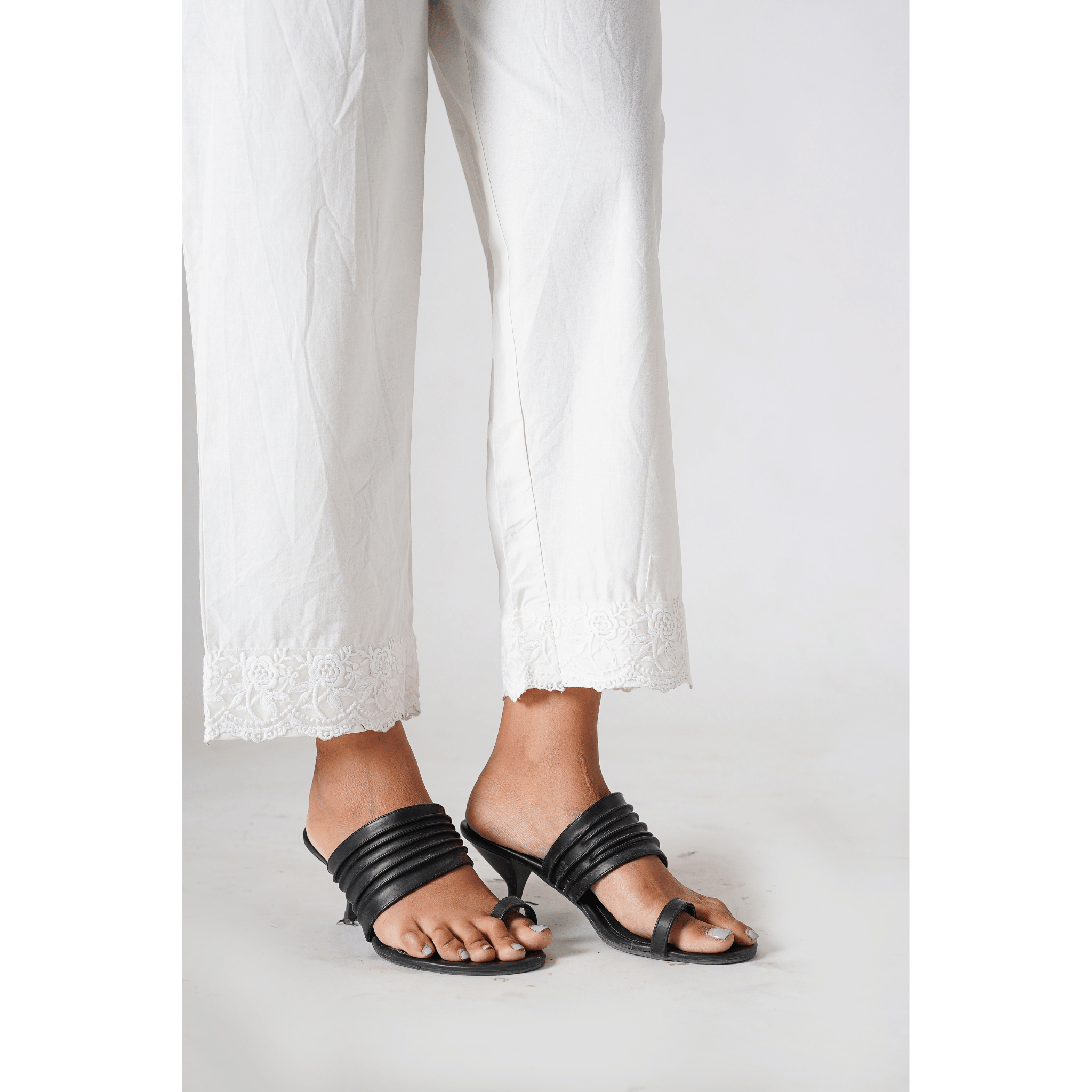 Rosa White Cotton Pants