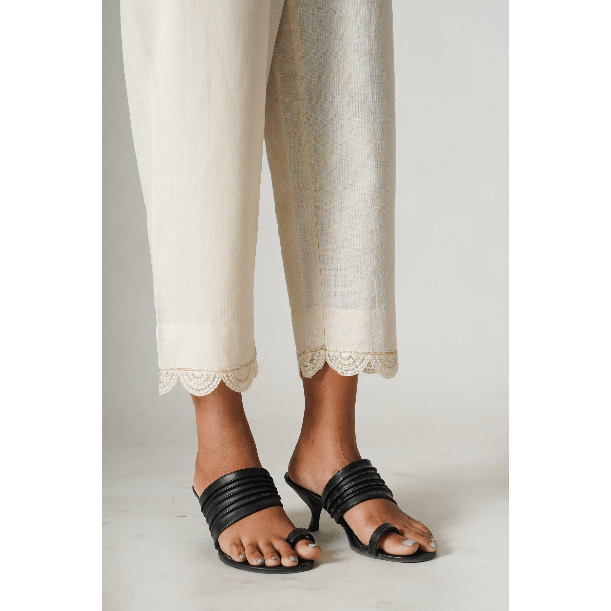 Periwinkle Cotton- Linen Beige Pants