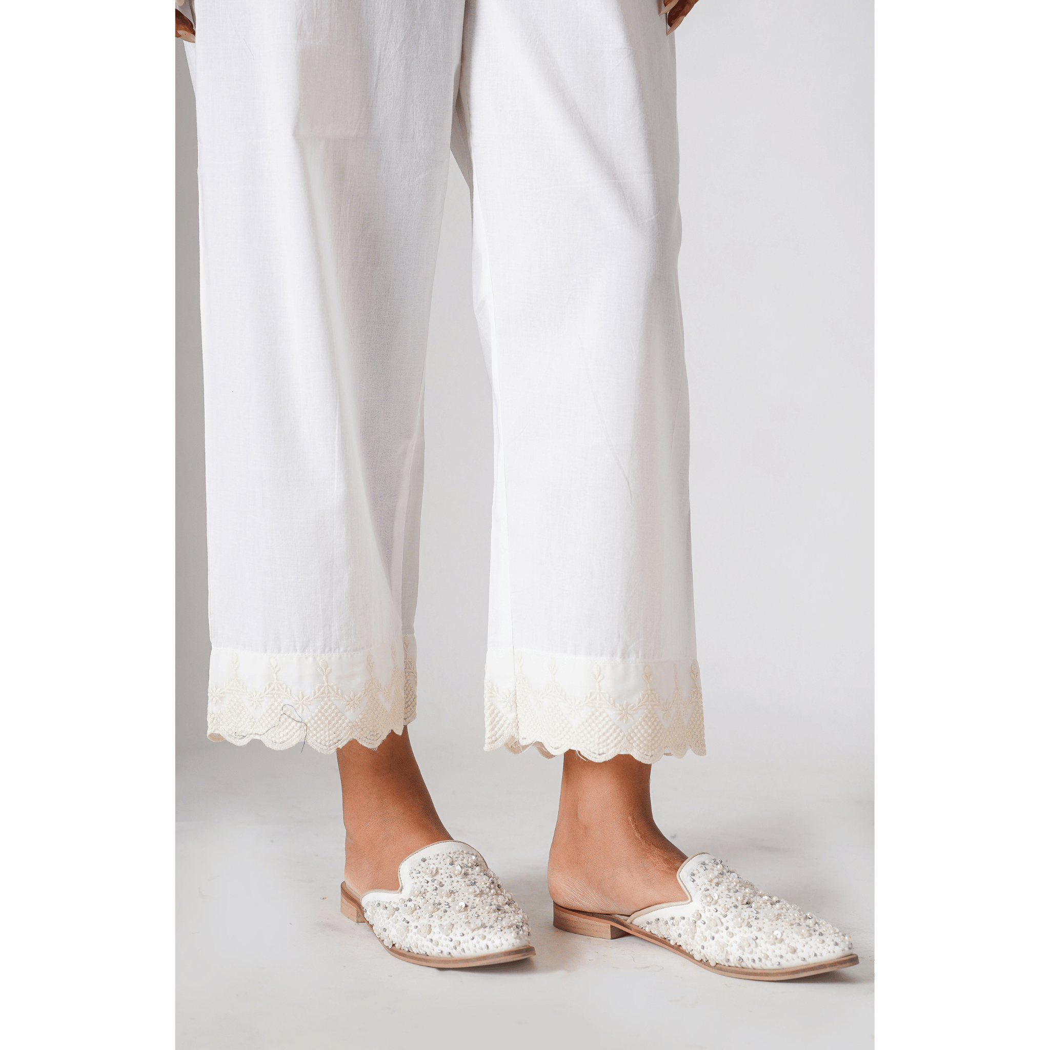 Gardenia White Cotton Pants