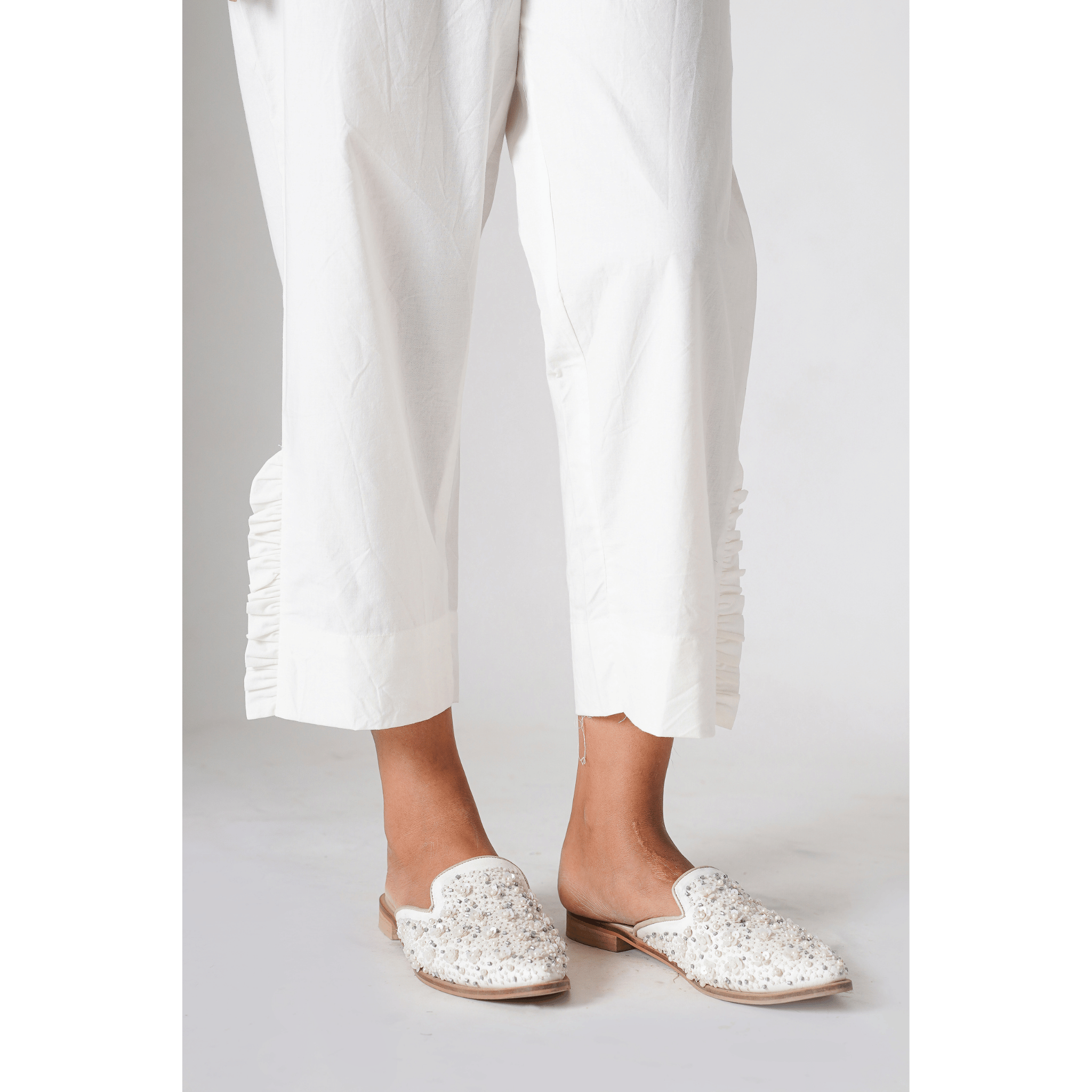 Cosmos White Cotton Pants