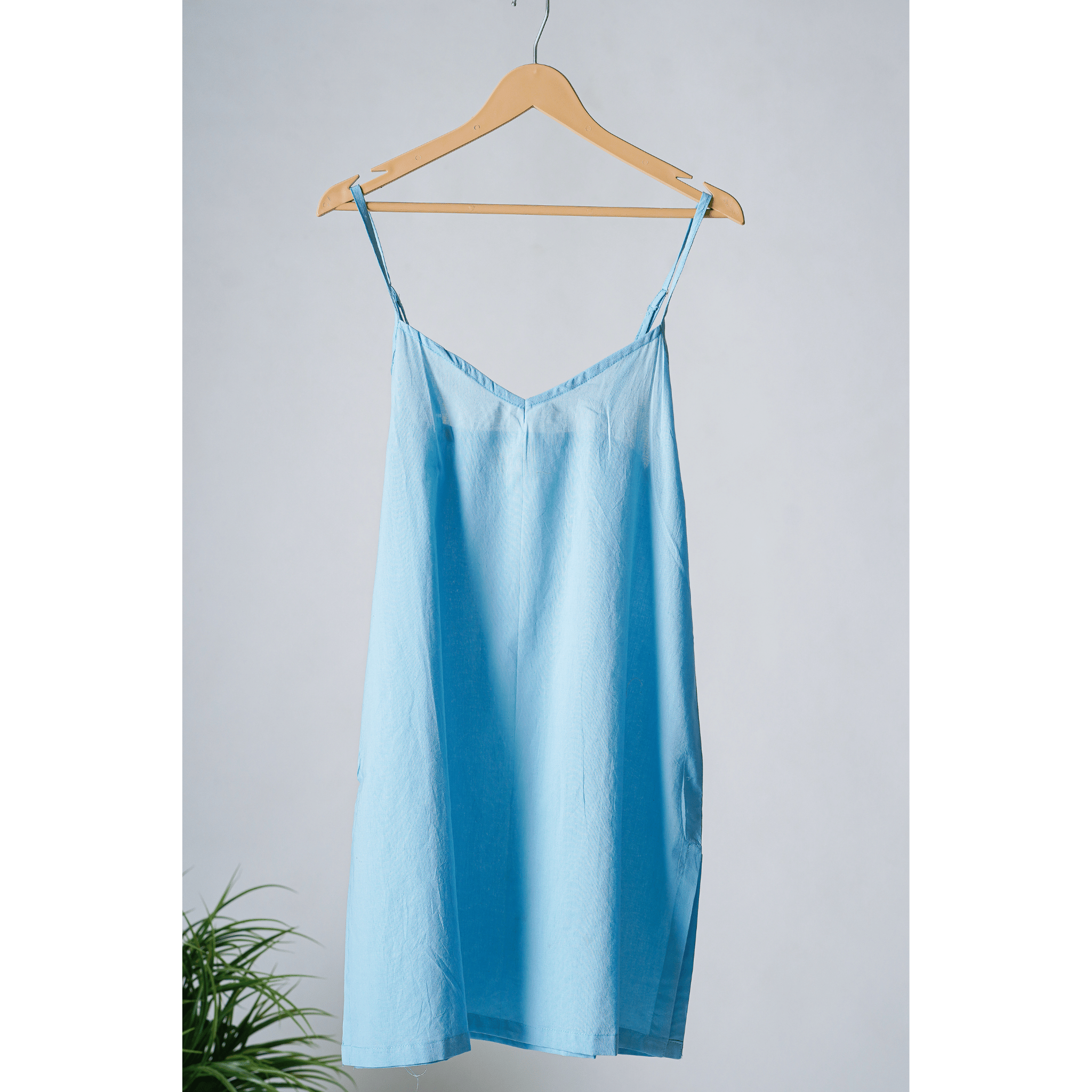 Sky Blue Cotton Slip with adjustable spaghetti strap