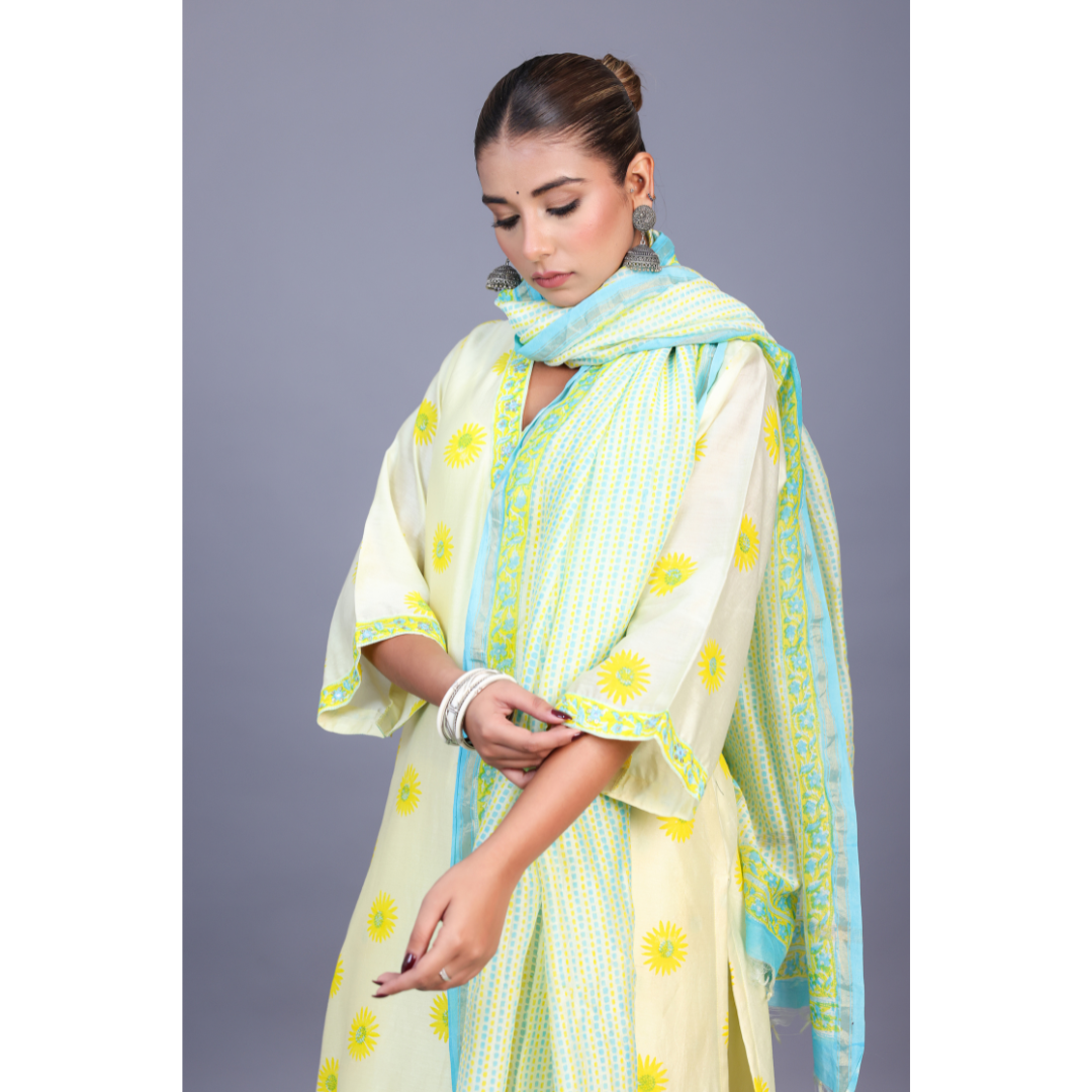 ''Surajmukhi'' Chanderi suit set with dupatta