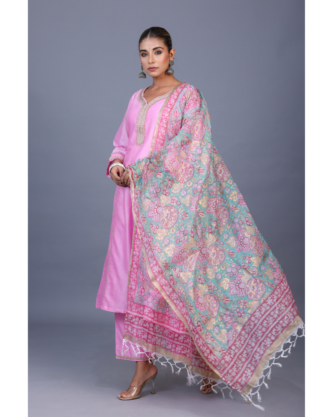 '' Phoolon ke Rang se '' Hand block print Kota Silk Dupatta