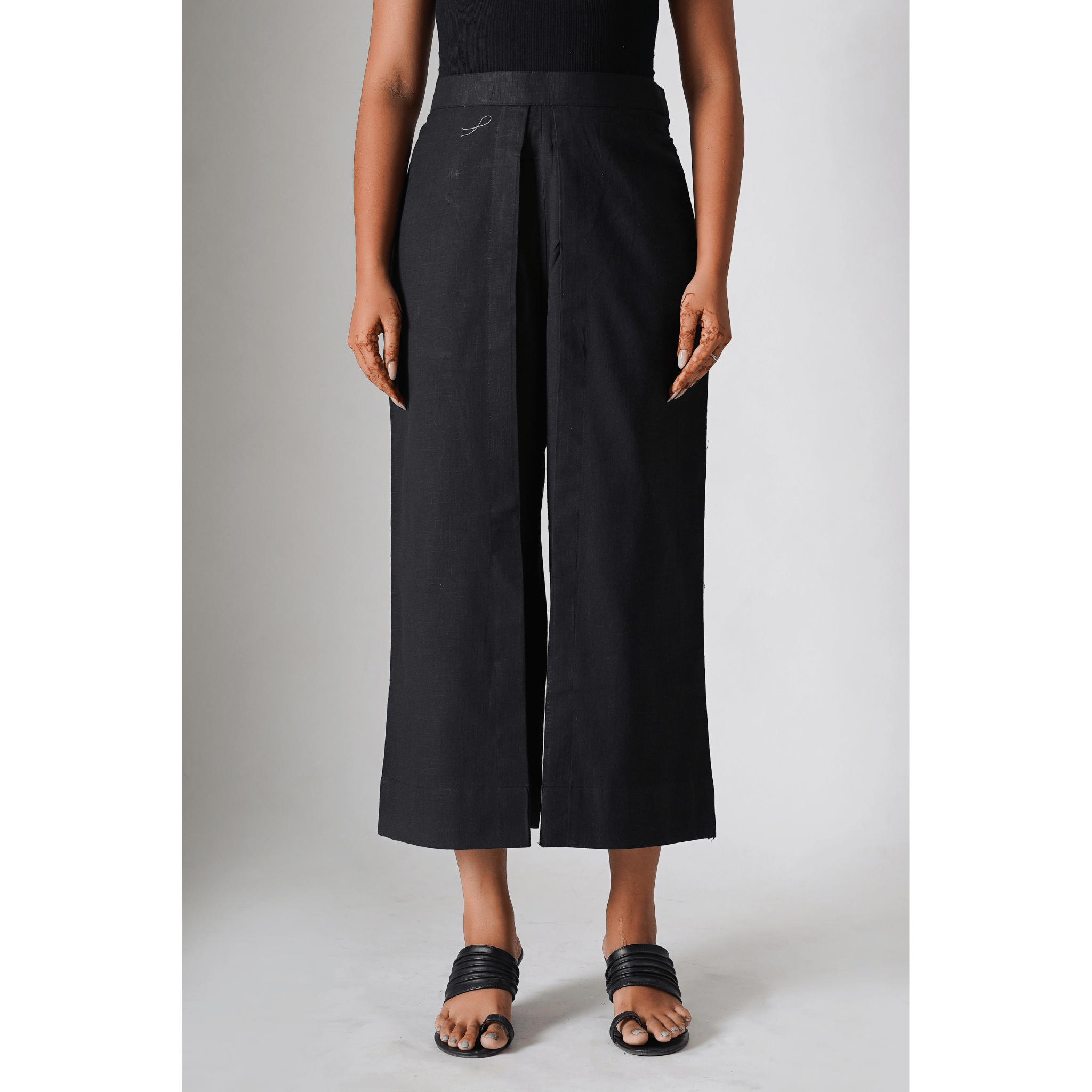 Victoria Black Cotton Linen pants