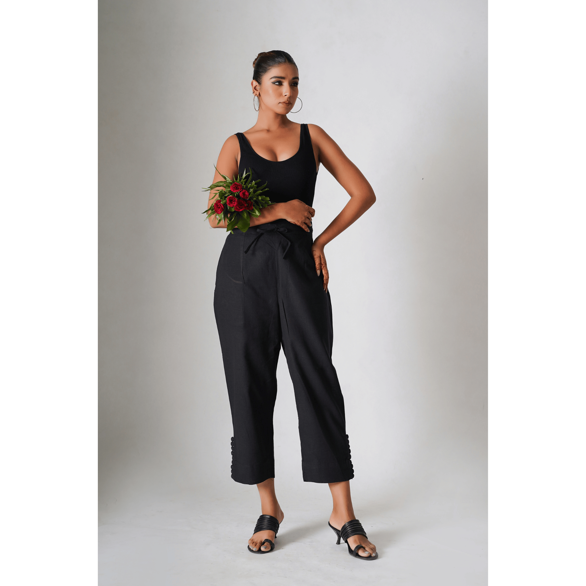 Amina Black Cotton Pants