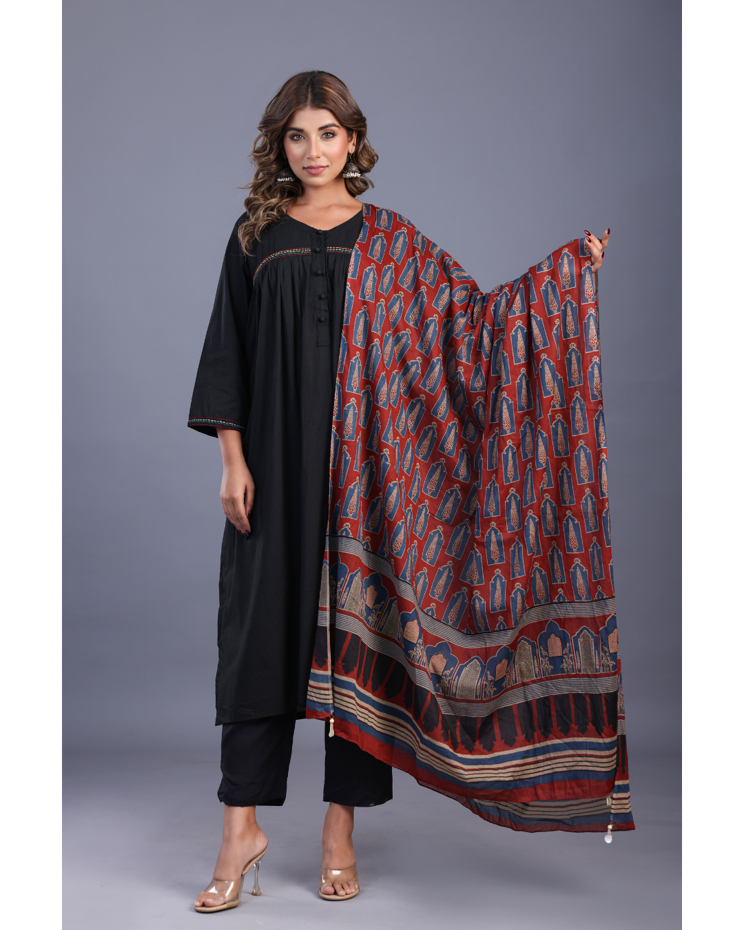 '' Alif-Laila '' Black cotton suit set