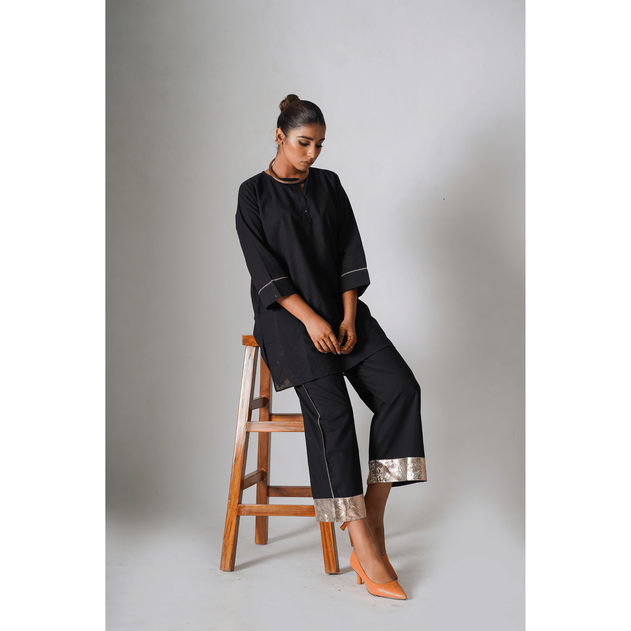 Dubai Bling Black Cotton Pants