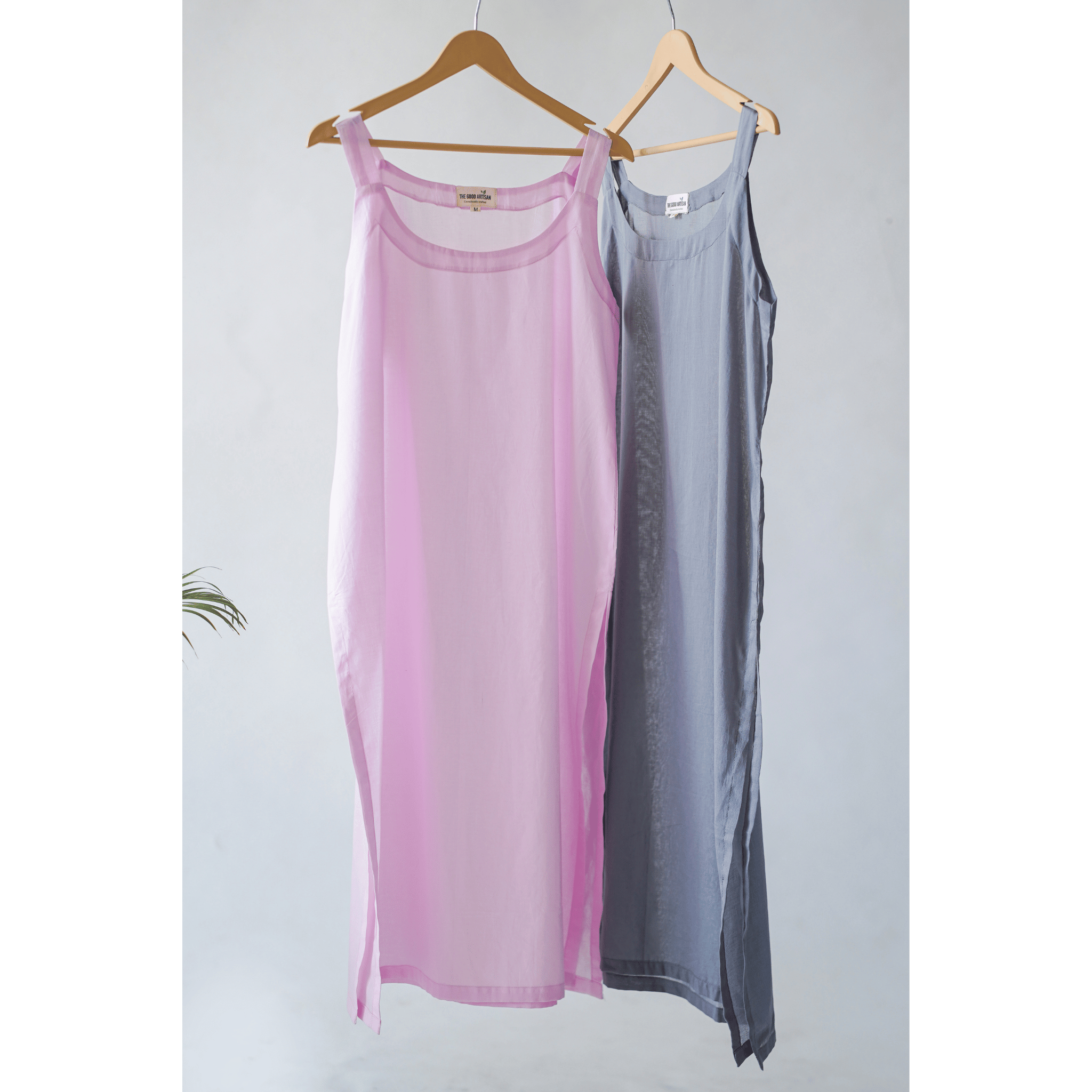 Combo offer - Pink and Grey, Round Neck Cotton Slips