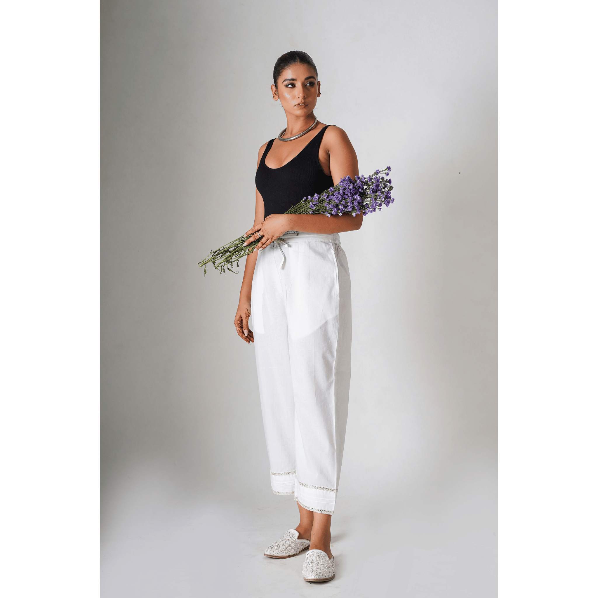 Primrose White Cotton Pants
