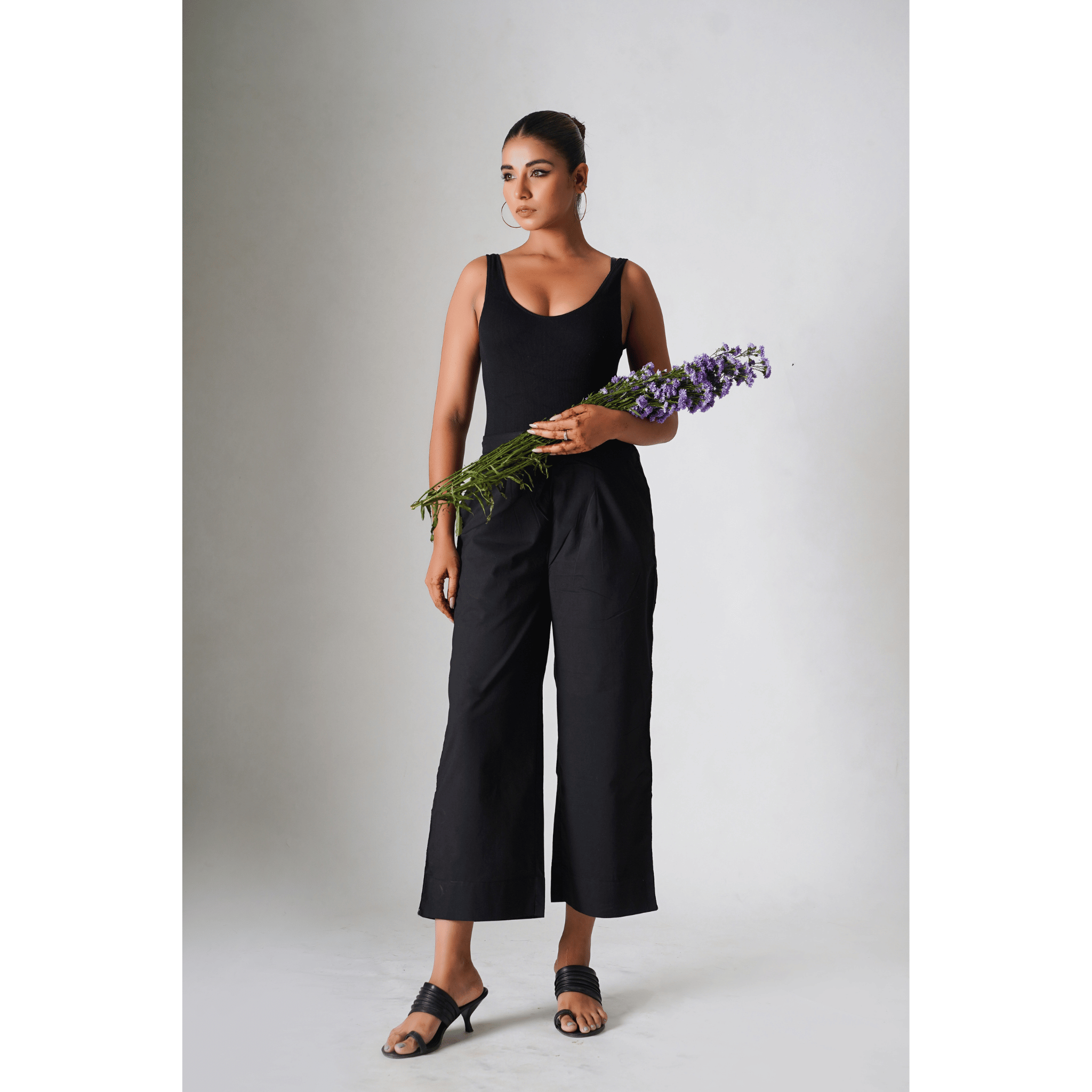 Iris Black Cotton Pants