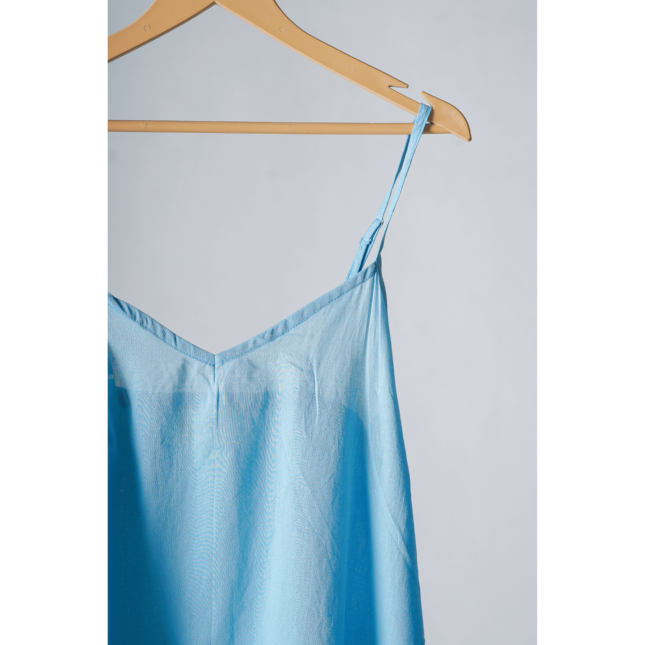 Sky Blue Cotton Slip with adjustable spaghetti strap