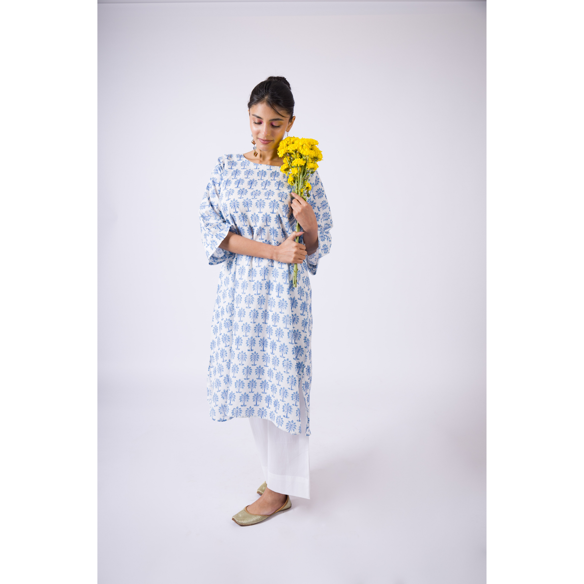 Dahlia- Wide Legged White Cotton Pants