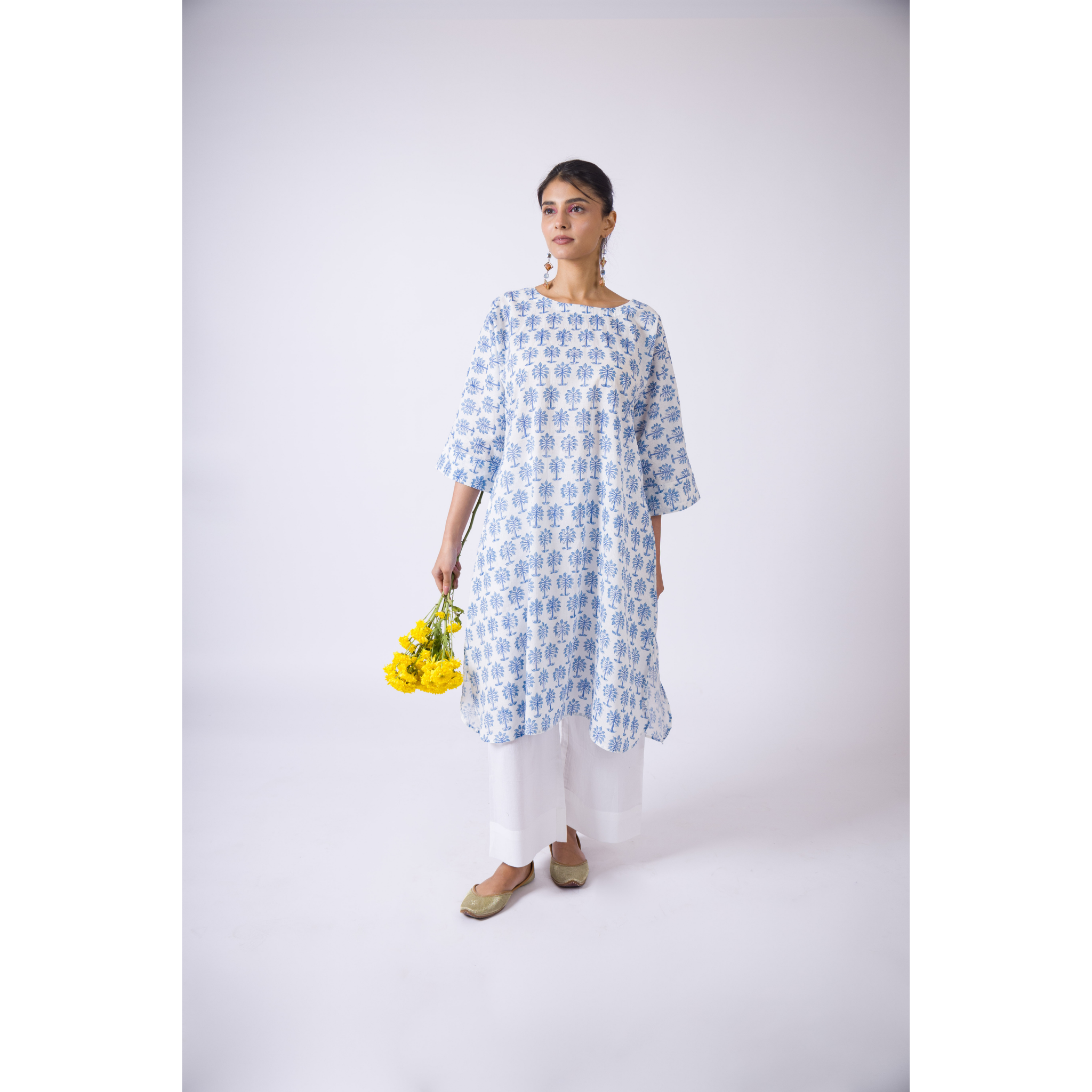 Dahlia- Wide Legged White Cotton Pants