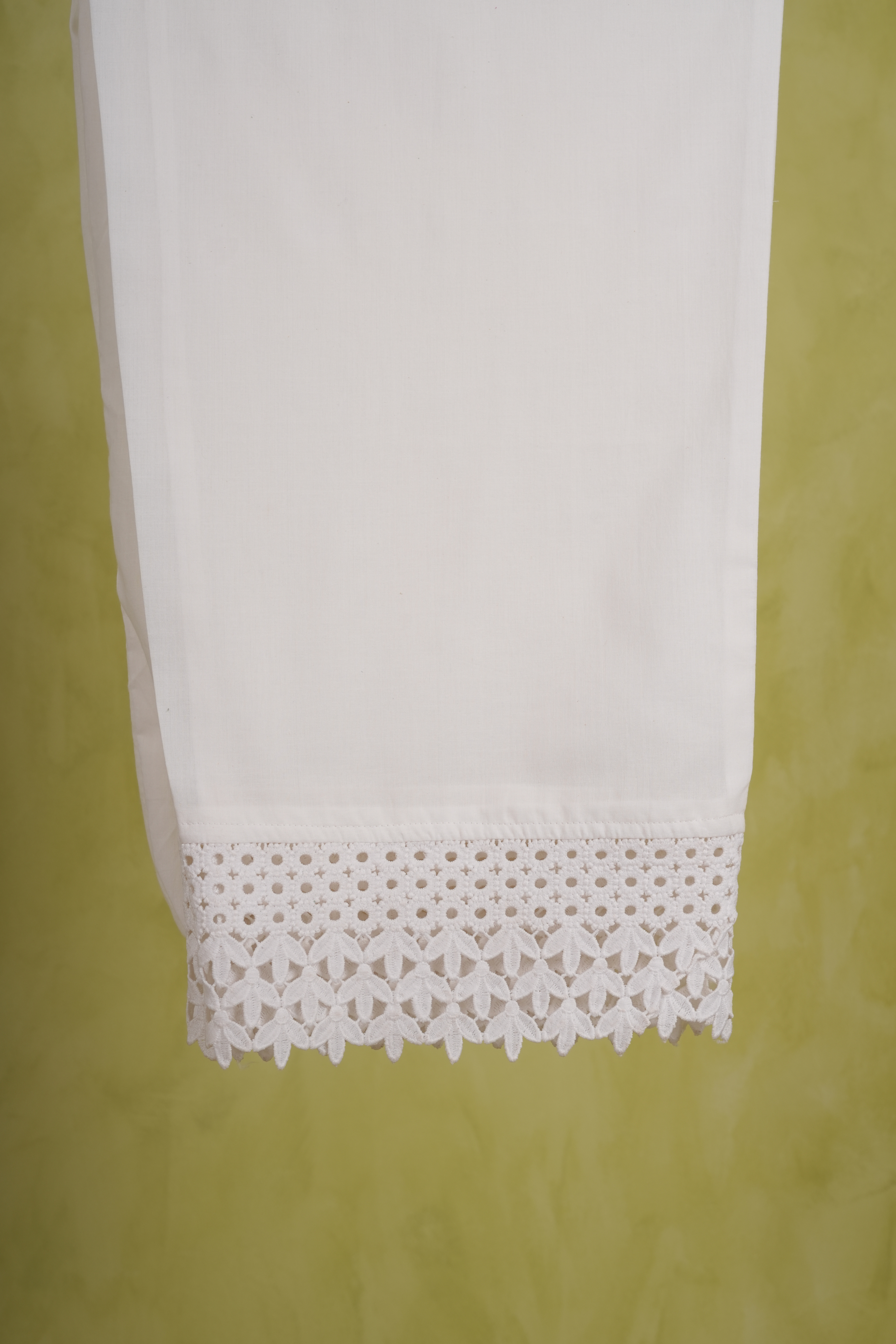 Aafia- White Cotton Lace Pants