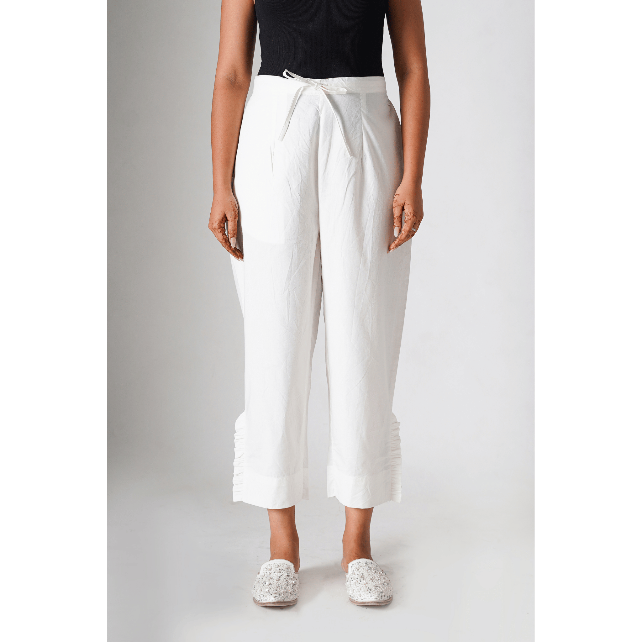 Cosmos White Cotton Pants