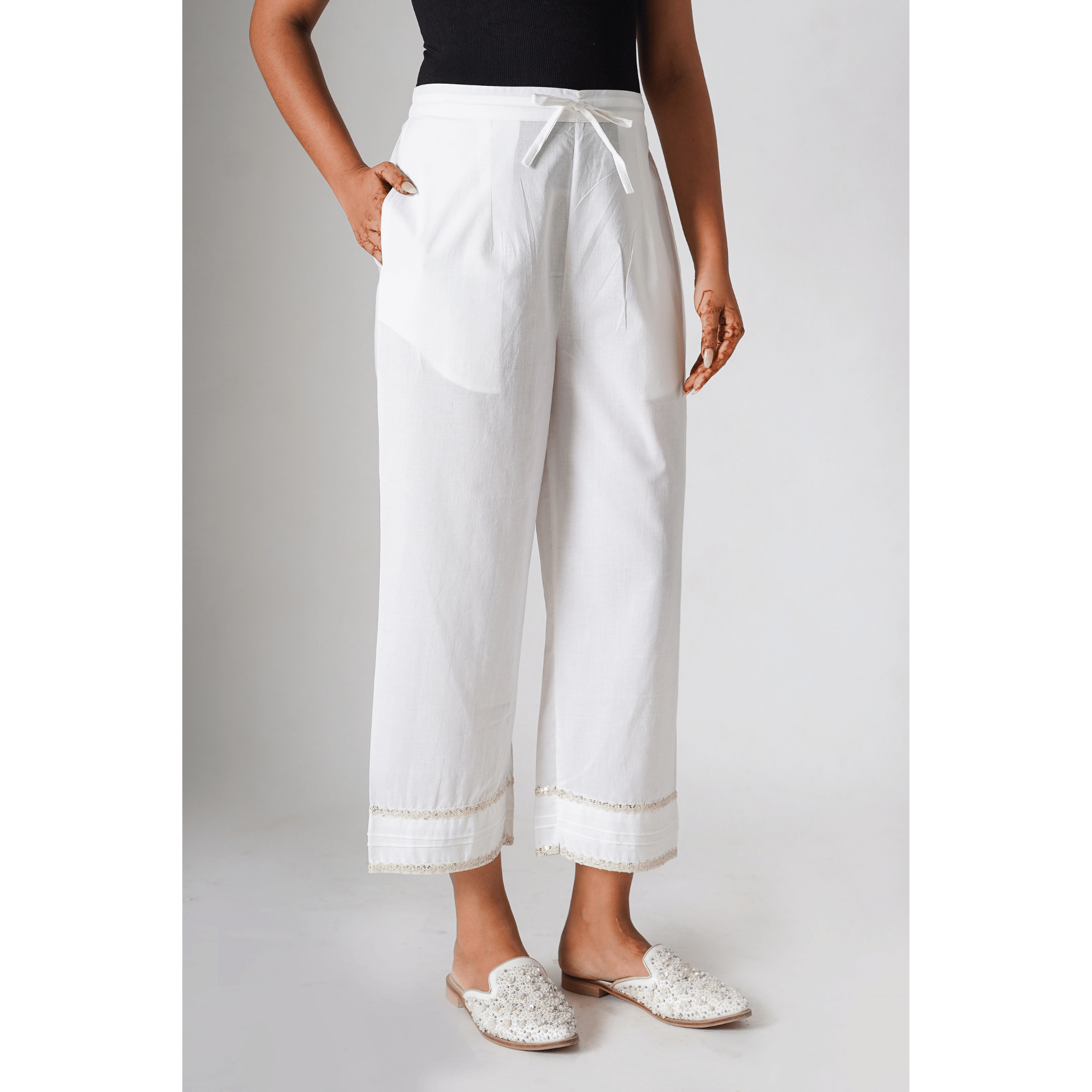 Primrose White Cotton Pants