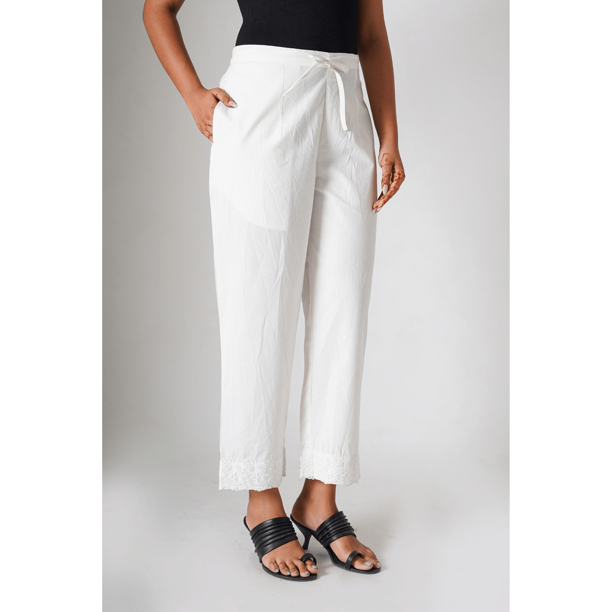 Rosa White Cotton Pants