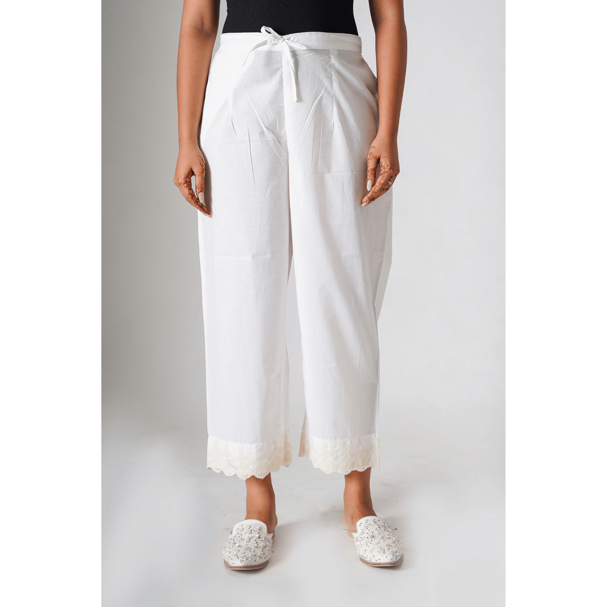 Gardenia White Cotton Pants