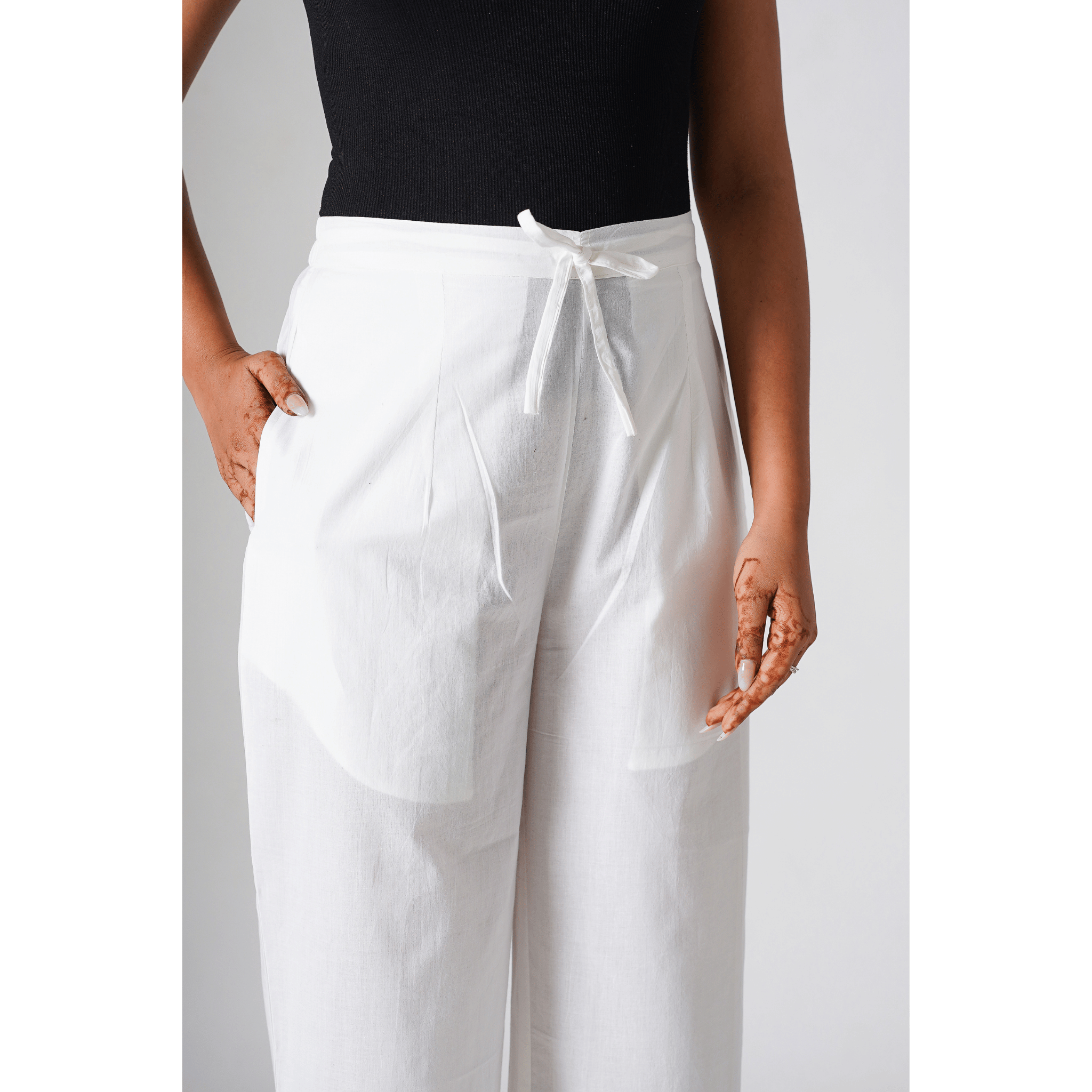 Petunias White Cotton Pants