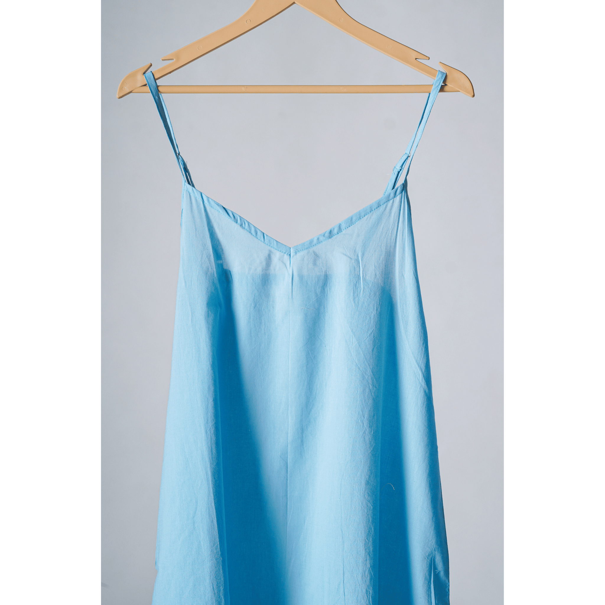 Sky Blue Cotton Slip with adjustable spaghetti strap