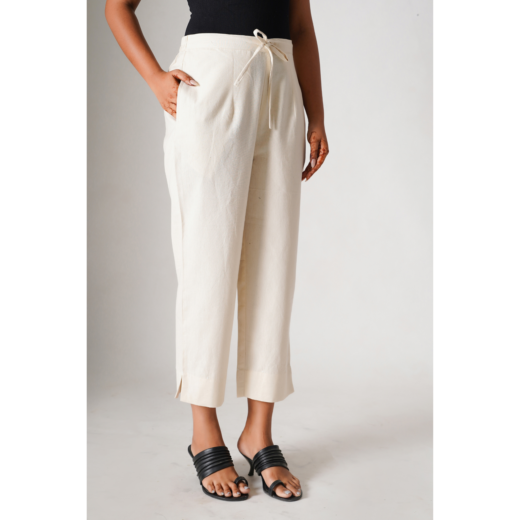 Basic Pants Combo- Black ( Cotton) & Beige ( Cotton-Linen)