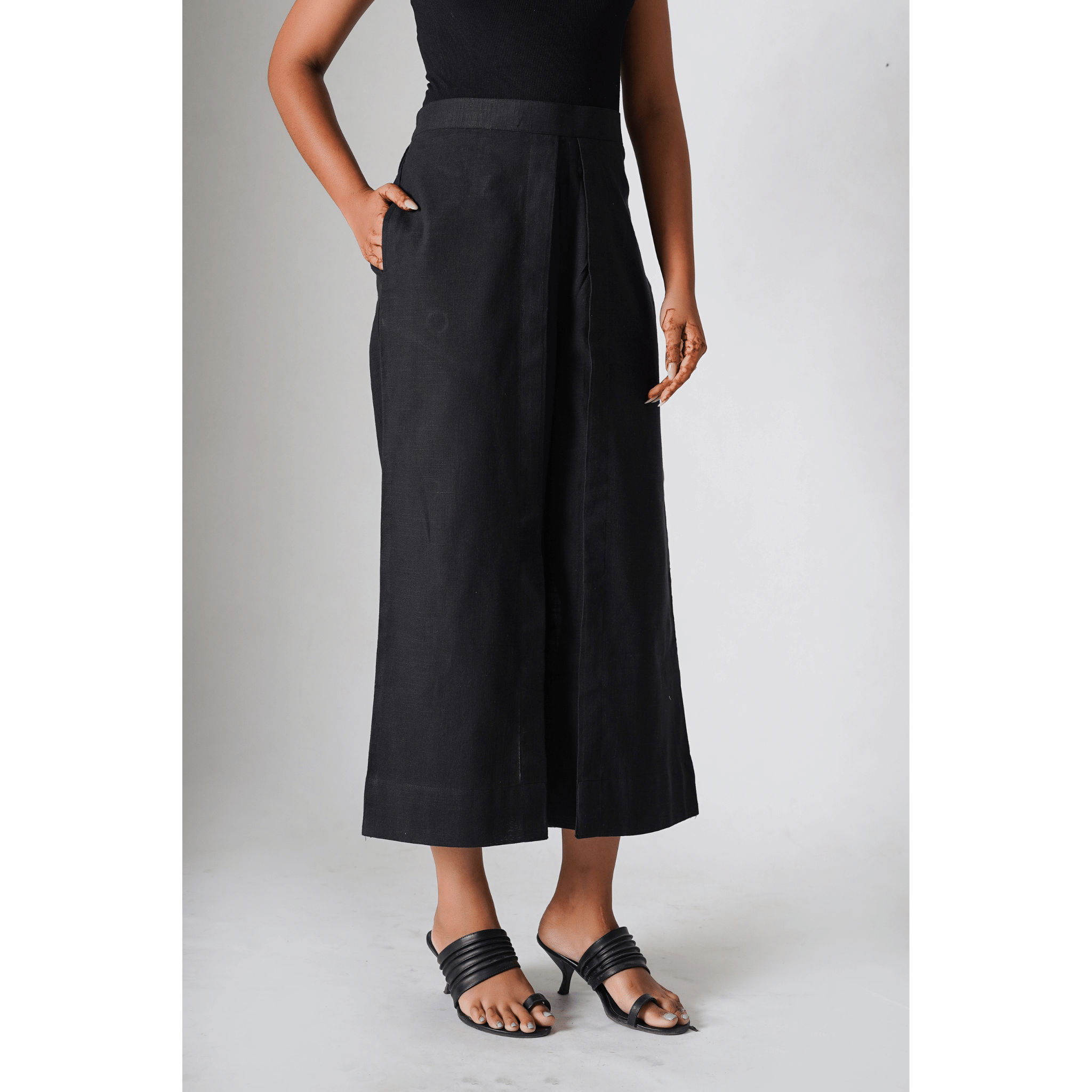 Victoria Black Cotton Linen pants
