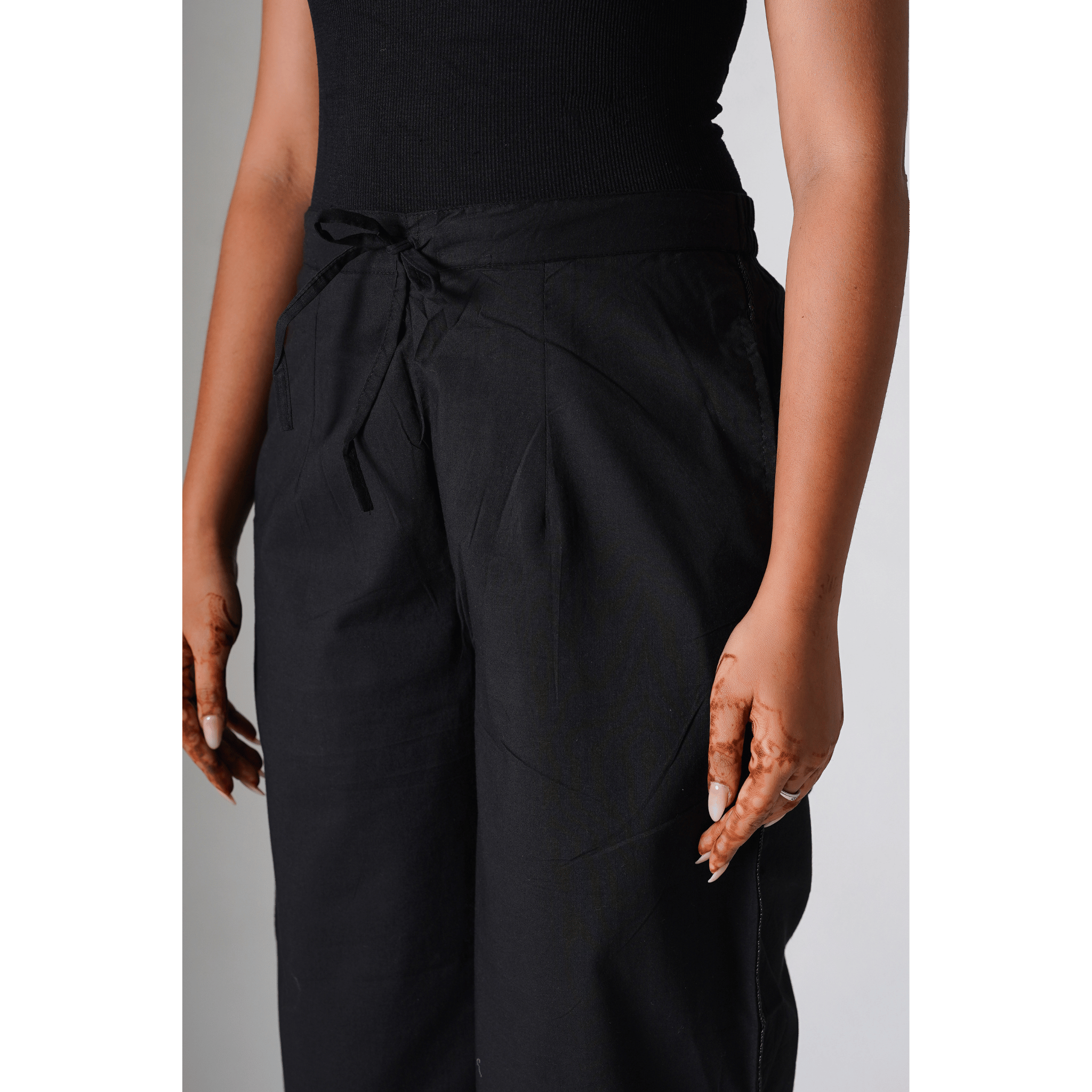 Iris Black Cotton Pants