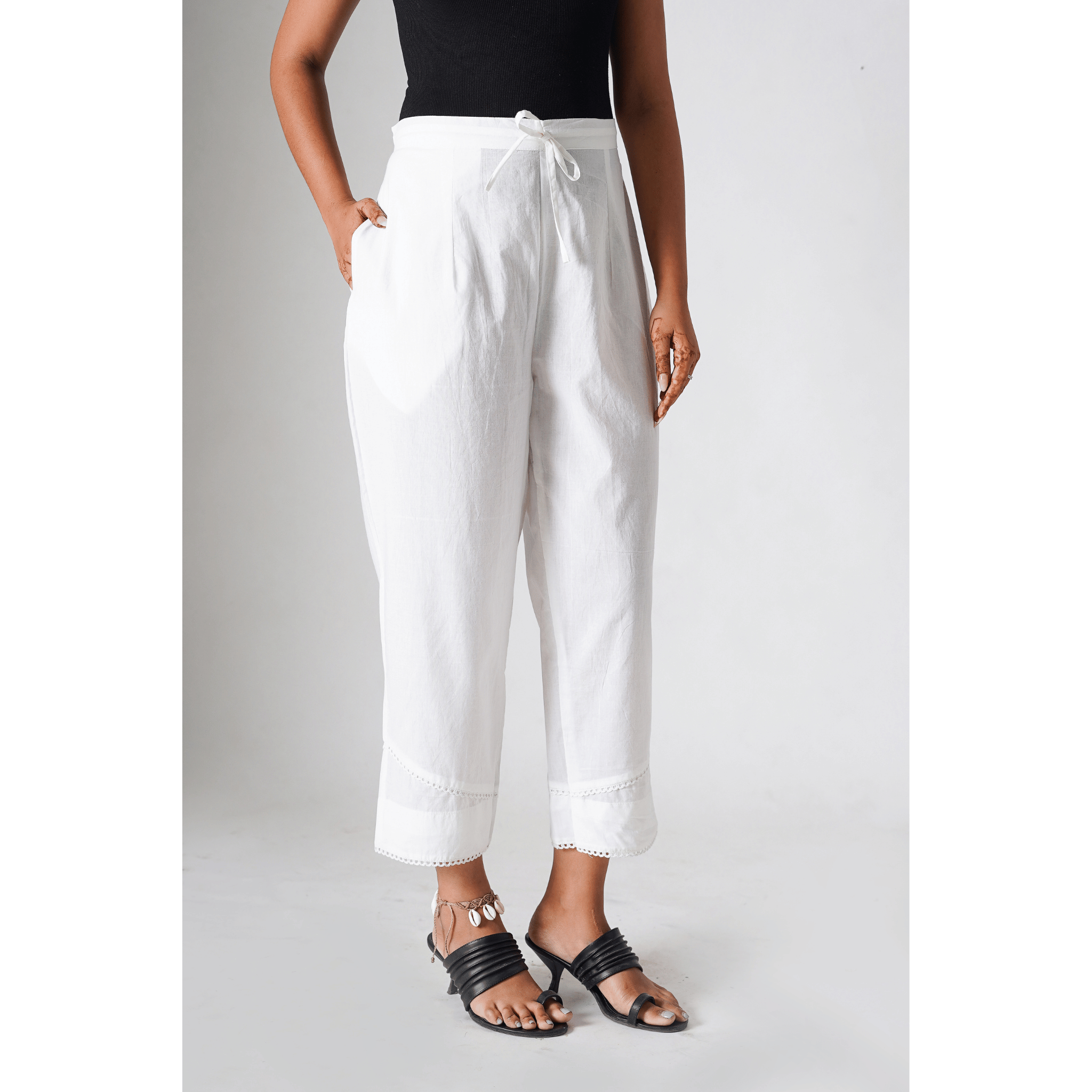 Magnolia White Cotton Pants