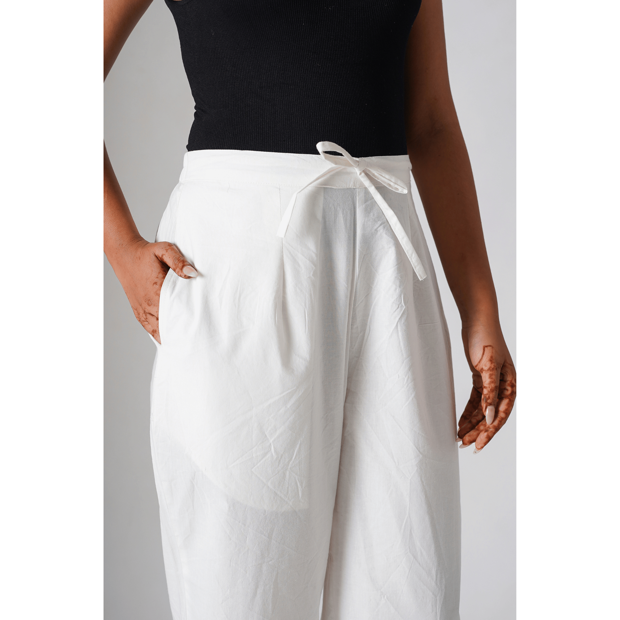 Snowflake White Cotton Pants