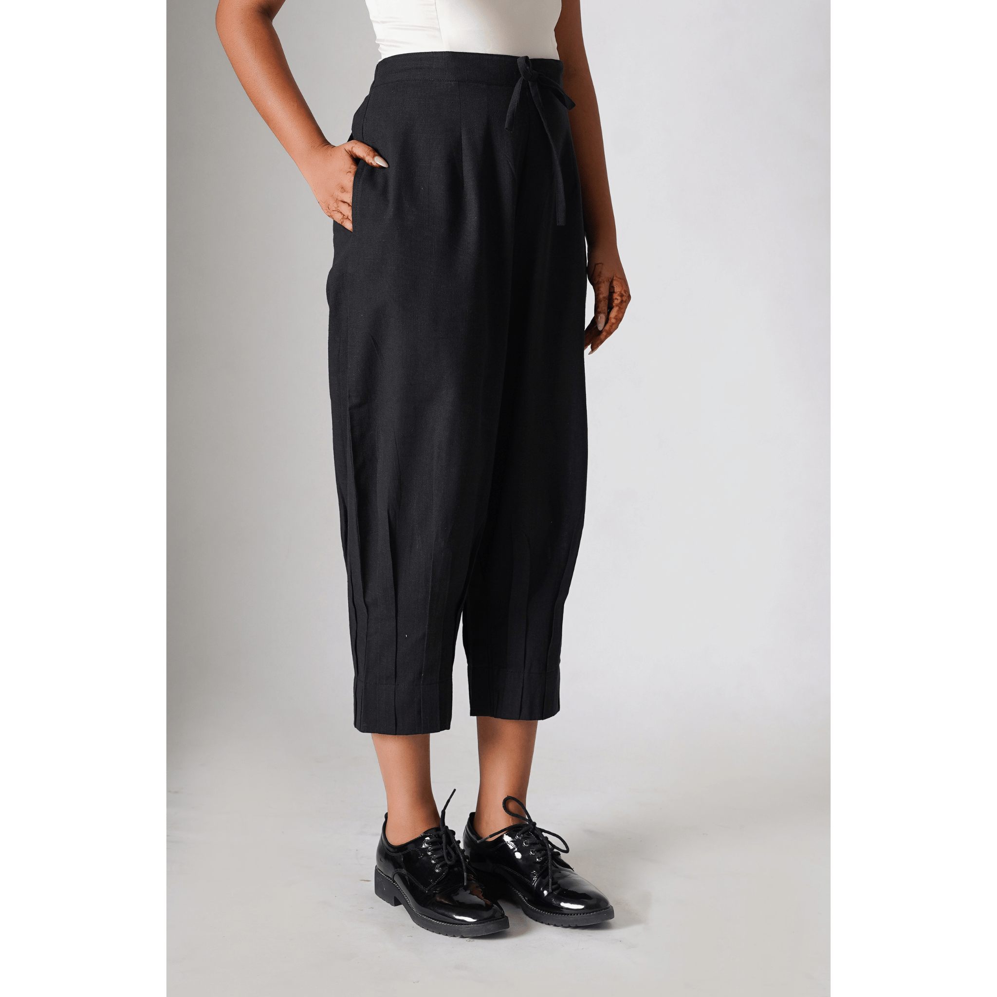 Serendipity Black Cotton- Linen Pants