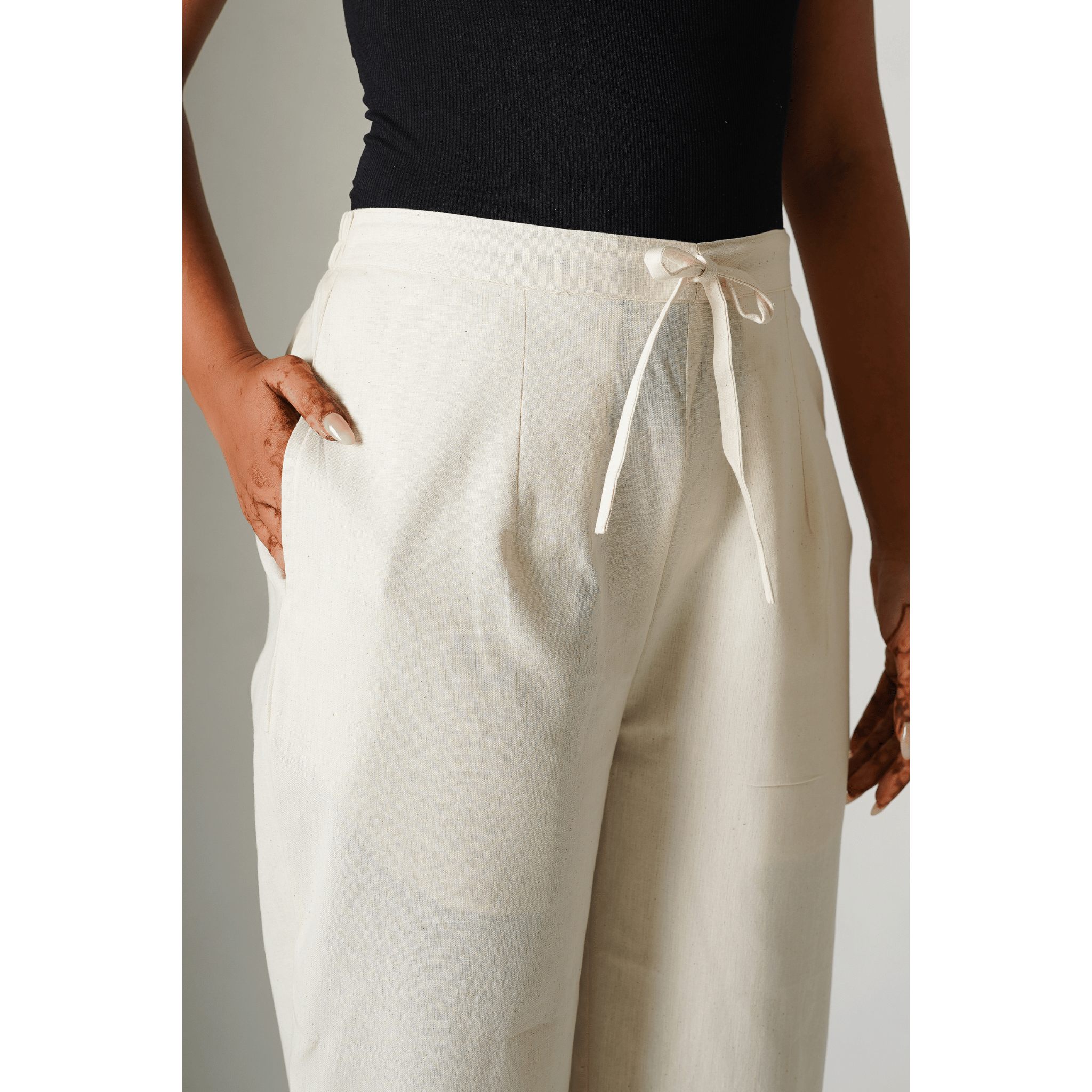 Marigold Cotton- Linen Beige Pants