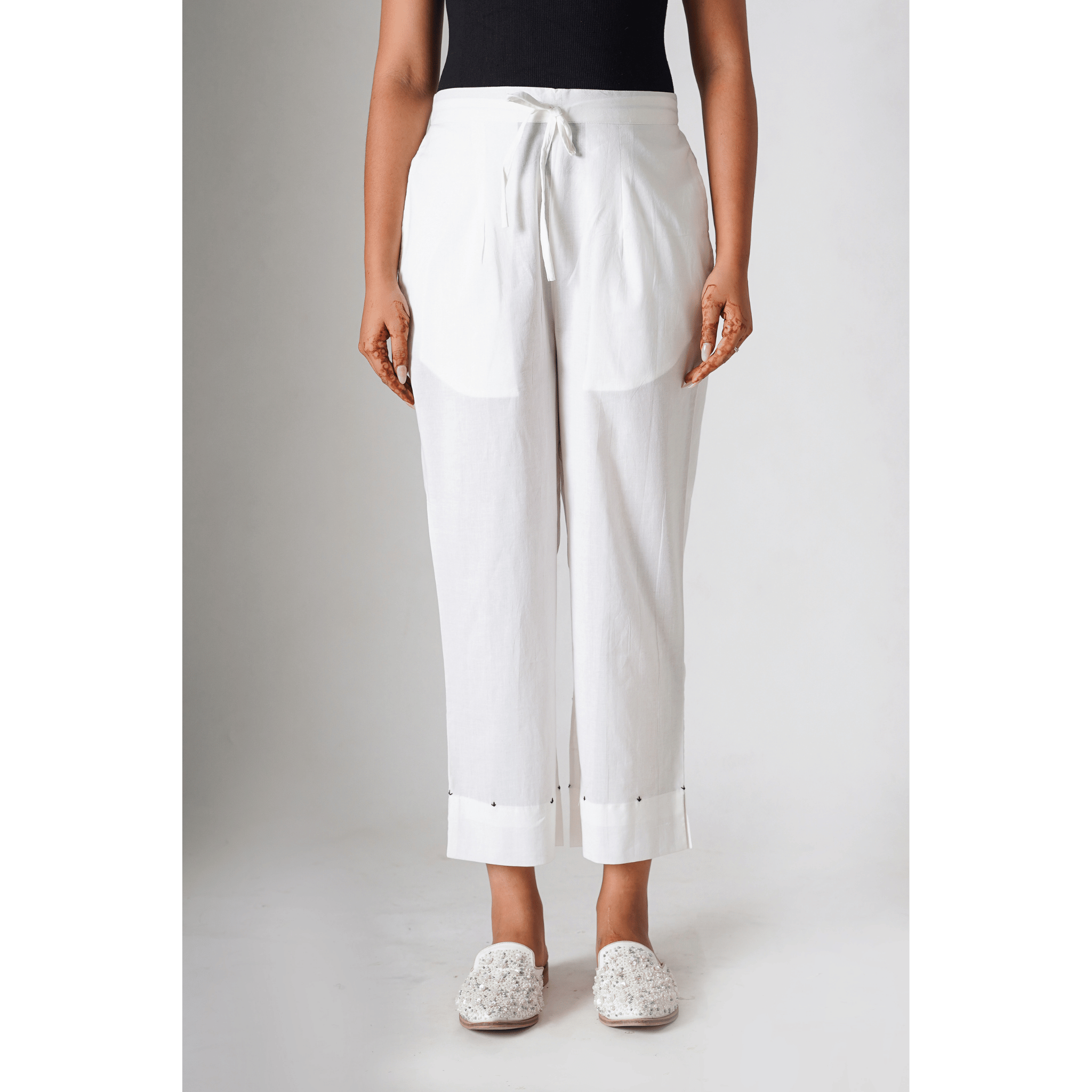 Arabis White Cotton Pants