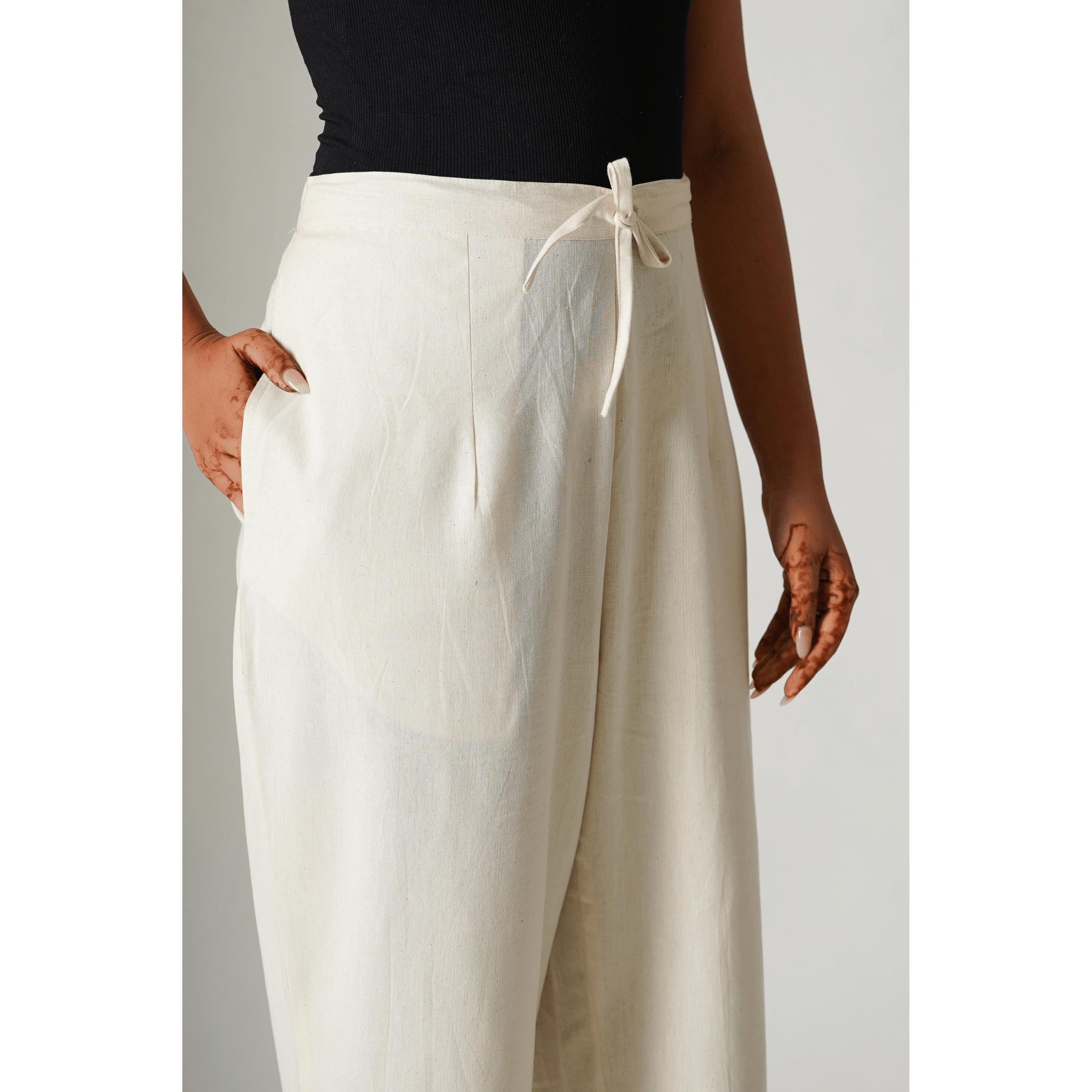 Periwinkle Cotton- Linen Beige Pants