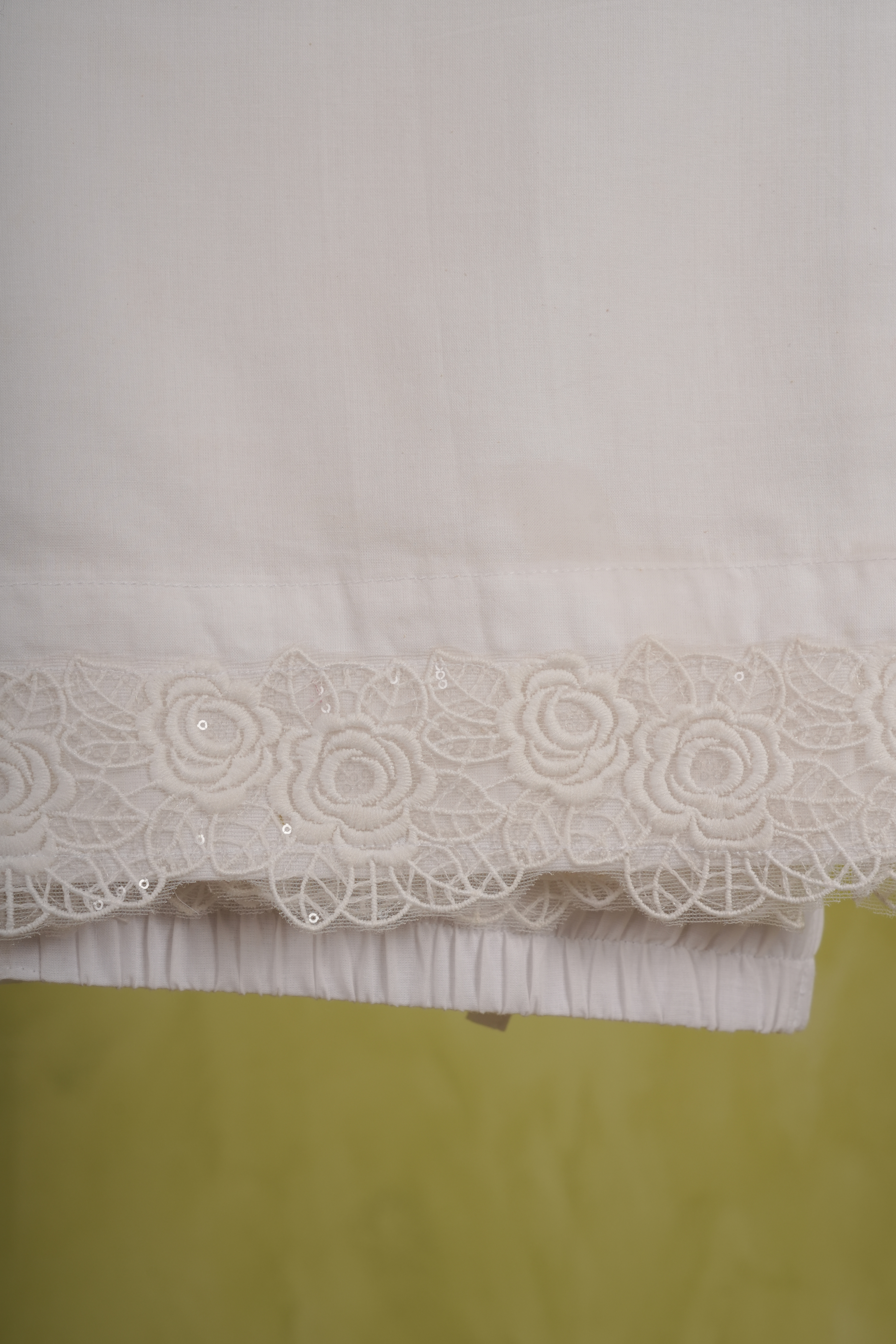 Gulab - White Cotton Lace Pants