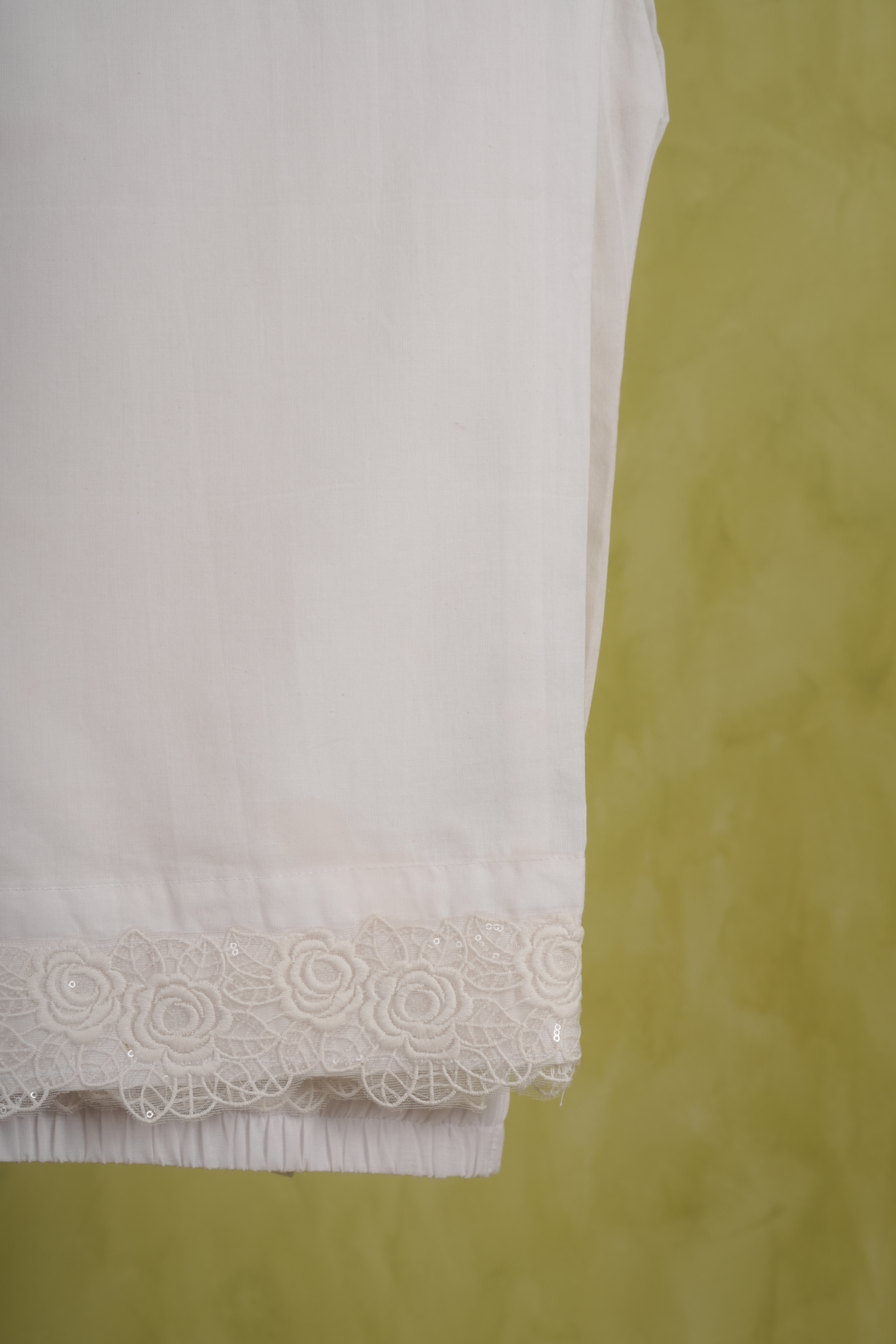 Gulab - White Cotton Lace Pants